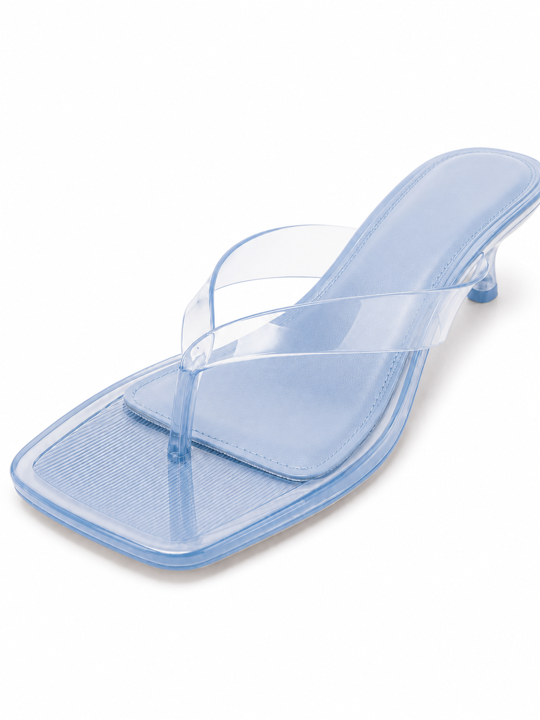 Transparent Kitten Heel Thong Sandals – Minimal Clear Jelly Slide Heels for Women