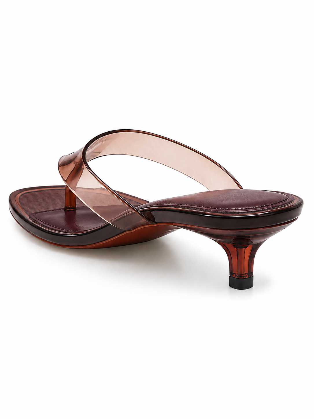 Transparent Kitten Heel Thong Sandals – Minimal Clear Jelly Slide Heels for Women