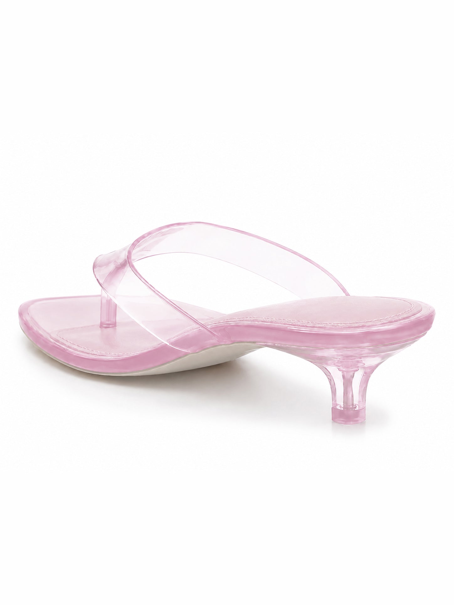 Transparent Kitten Heel Thong Sandals – Minimal Clear Jelly Slide Heels for Women