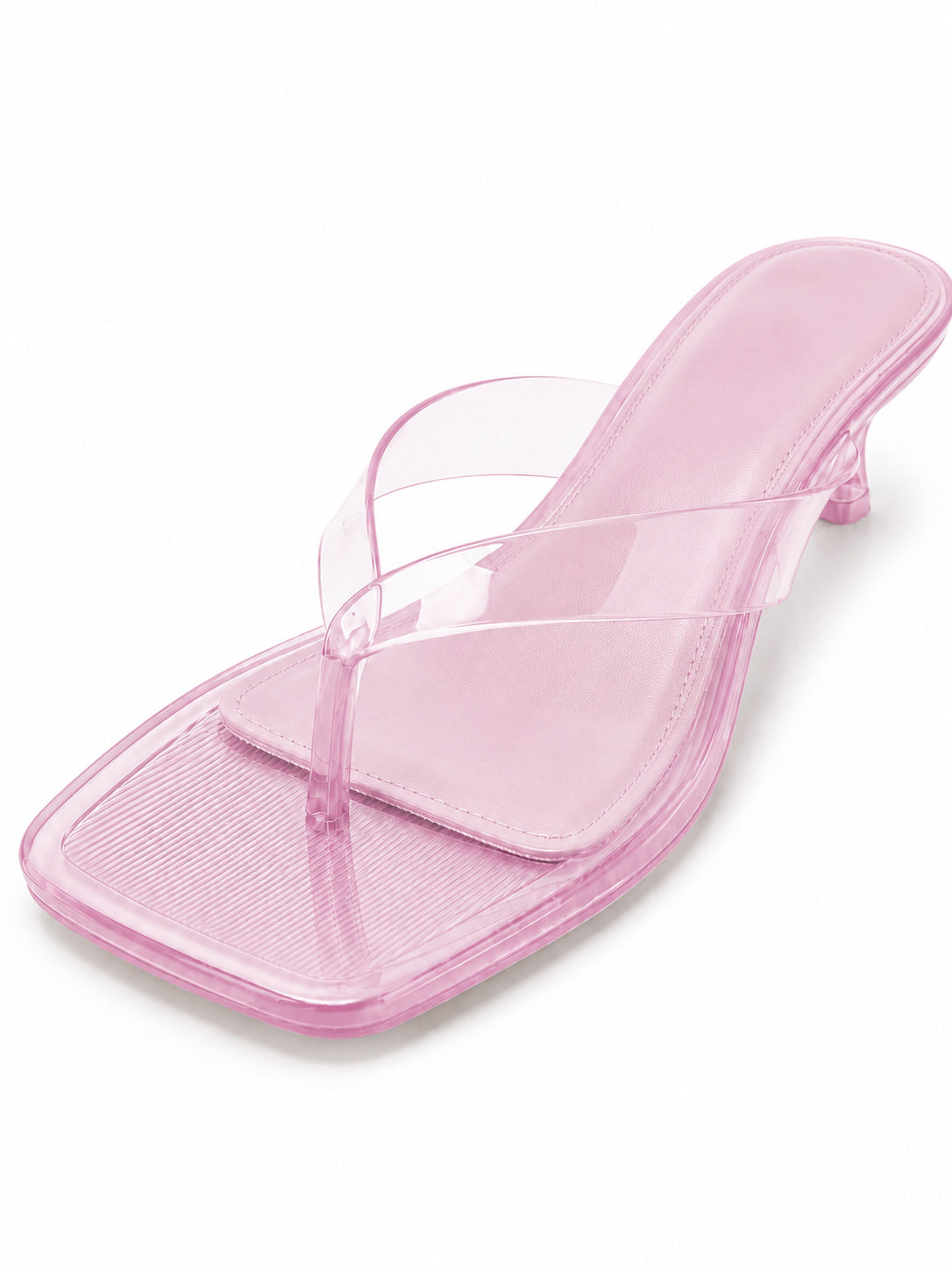 Transparent Kitten Heel Thong Sandals – Minimal Clear Jelly Slide Heels for Women