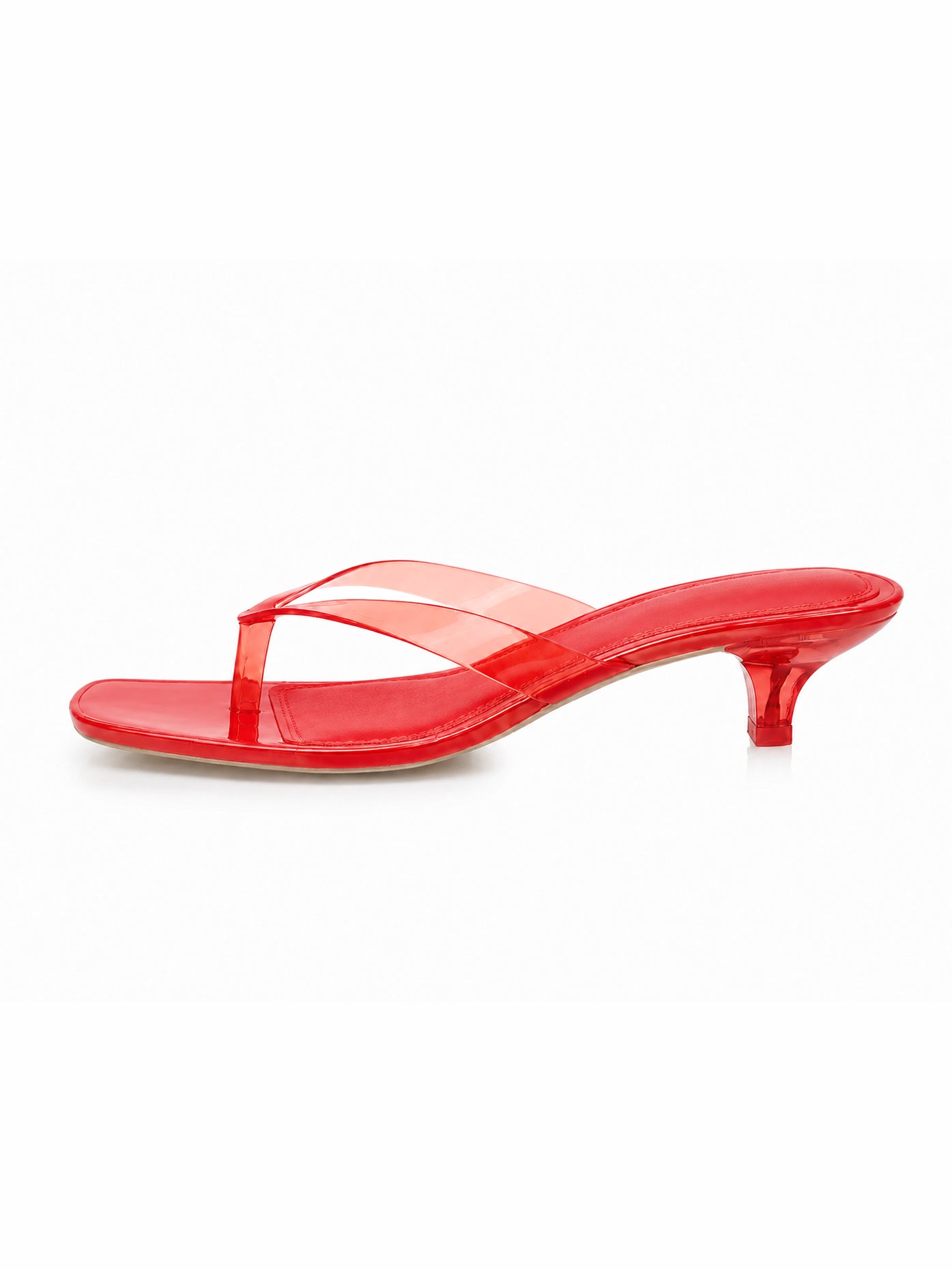 Transparent Kitten Heel Thong Sandals – Minimal Clear Jelly Slide Heels for Women