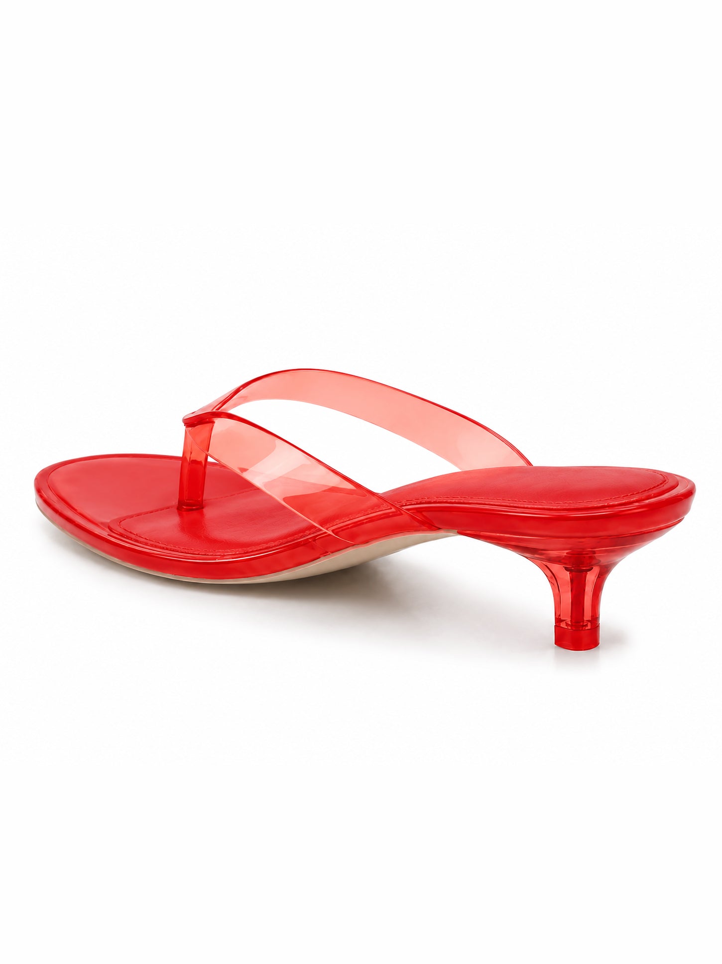 Transparent Kitten Heel Thong Sandals – Minimal Clear Jelly Slide Heels for Women