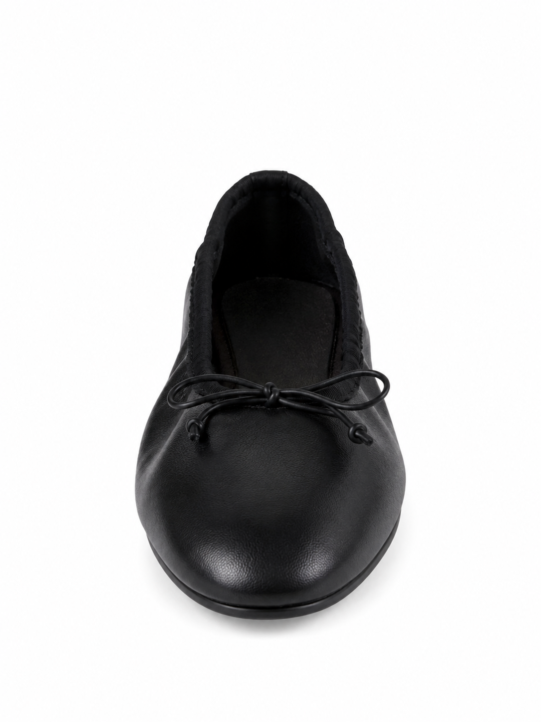 Luna Ruched Leather Ballet Flats – Minimalist Bow Slip-On Shoes for Women