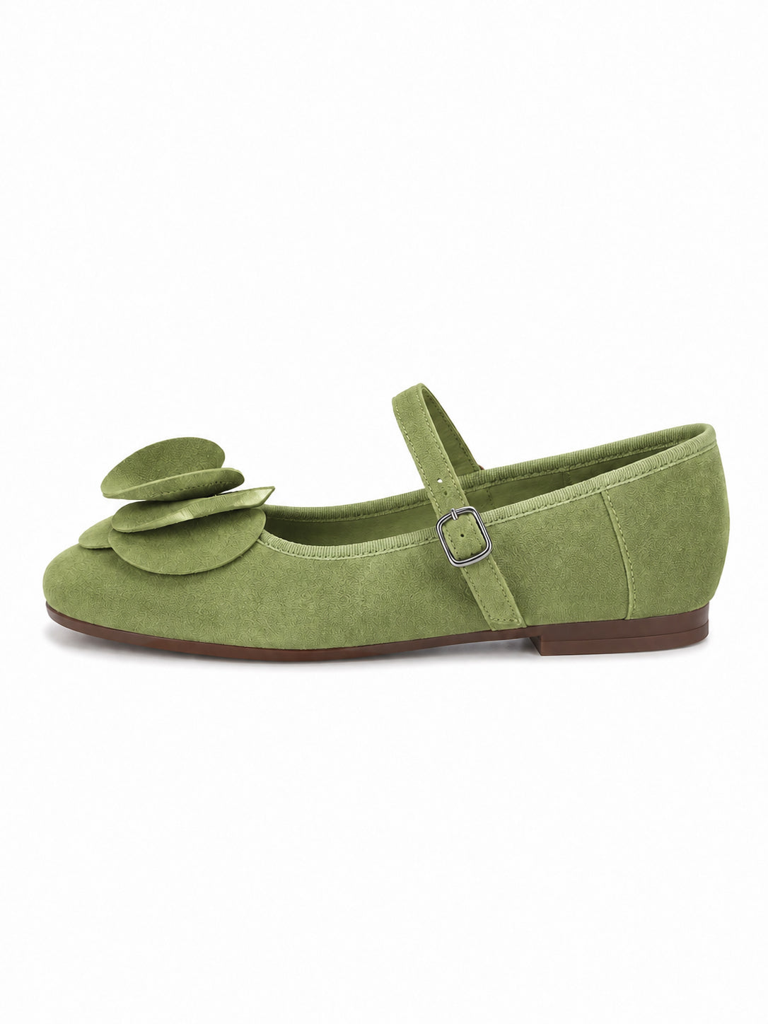 Vintage Floral Mary Jane Flats for Women – Retro Ballet Flats with Statement Rosette Strap