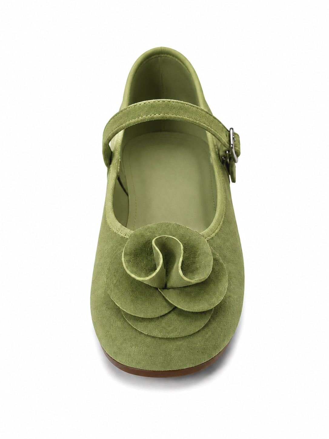 Vintage Floral Mary Jane Flats for Women – Retro Ballet Flats with Statement Rosette Strap