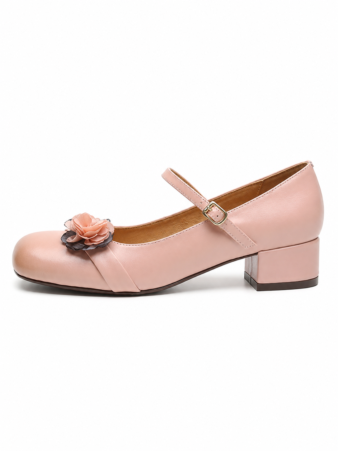Vintage Floral Mary Jane Pumps for Women – Retro Block Heel Ballet Shoes with Adjustable Strap