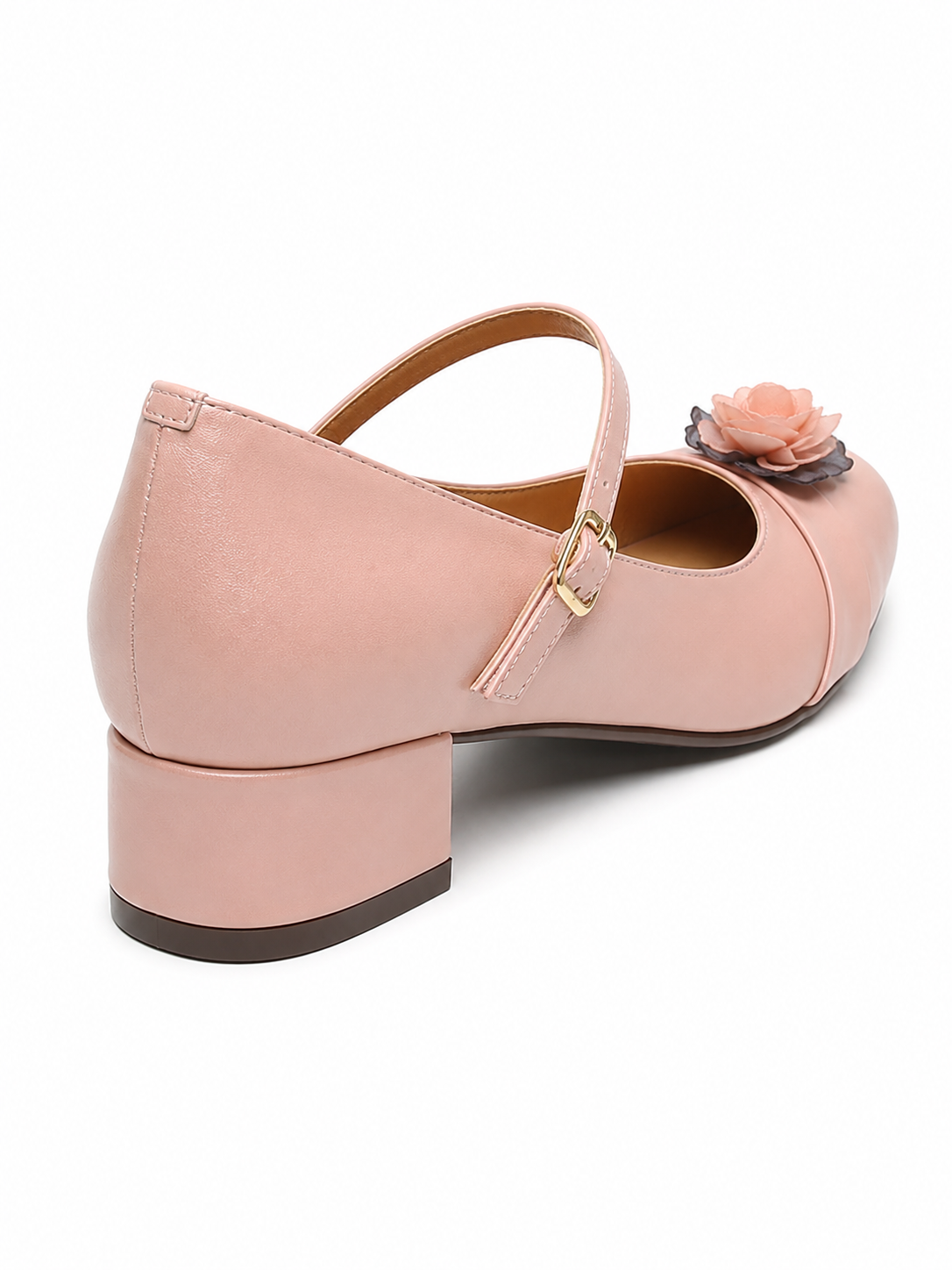 Vintage Floral Mary Jane Pumps for Women – Retro Block Heel Ballet Shoes with Adjustable Strap