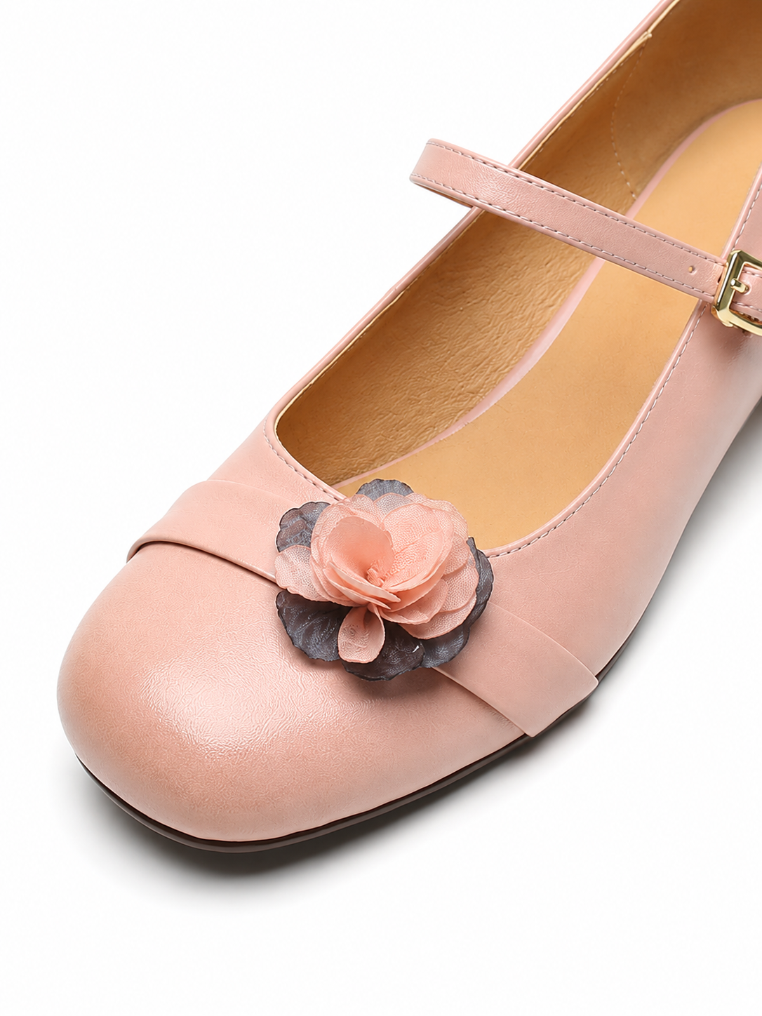Vintage Floral Mary Jane Pumps for Women – Retro Block Heel Ballet Shoes with Adjustable Strap
