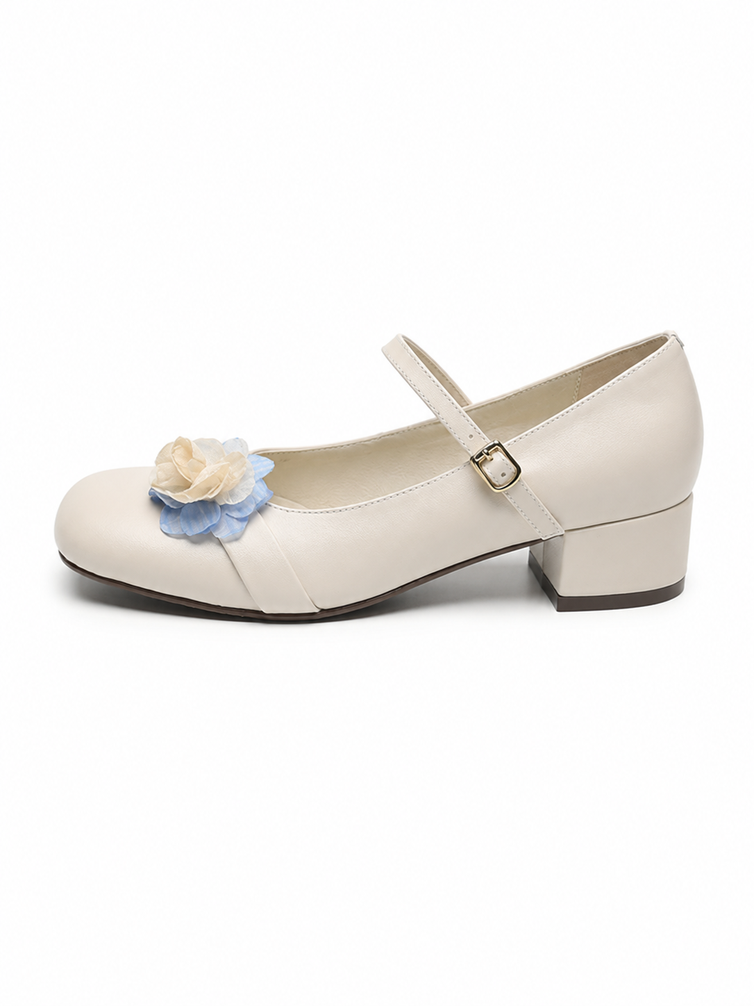 Vintage Floral Mary Jane Pumps for Women – Retro Block Heel Ballet Shoes with Adjustable Strap