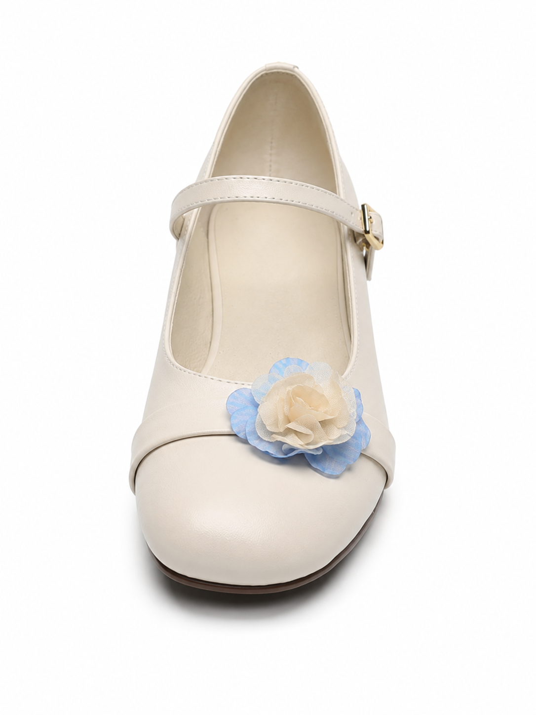 Vintage Floral Mary Jane Pumps for Women – Retro Block Heel Ballet Shoes with Adjustable Strap