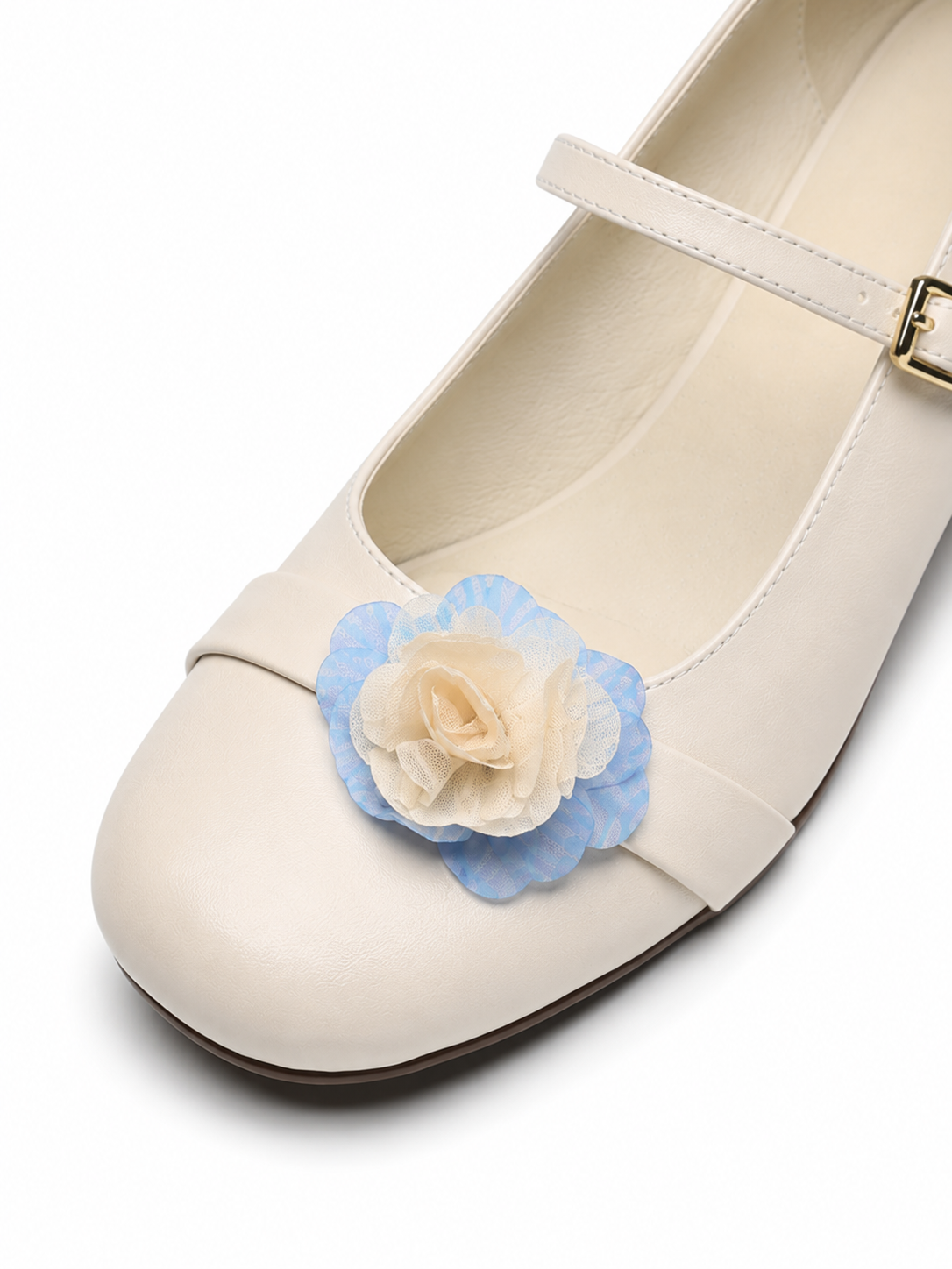 Vintage Floral Mary Jane Pumps for Women – Retro Block Heel Ballet Shoes with Adjustable Strap