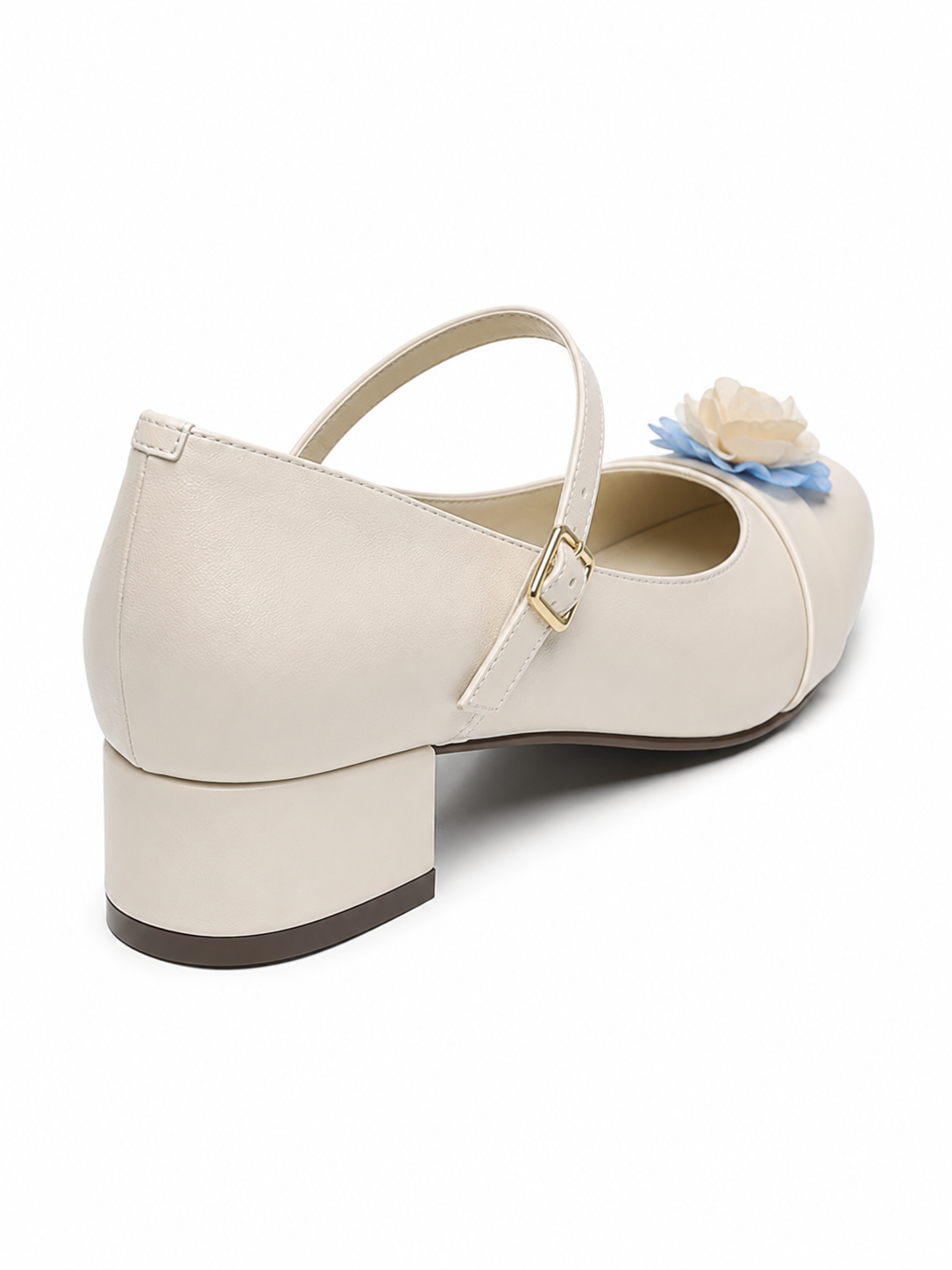Vintage Floral Mary Jane Pumps for Women – Retro Block Heel Ballet Shoes with Adjustable Strap