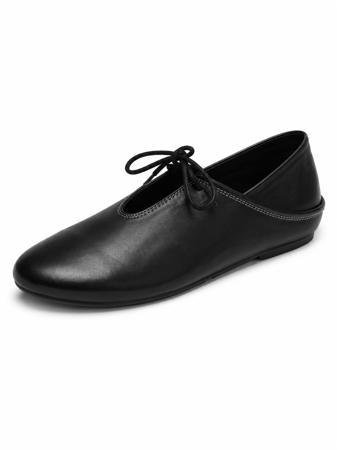 Minimalist Soft Leather Lace-Up Ballet Flats – Lightweight Everyday Comfort Shoes