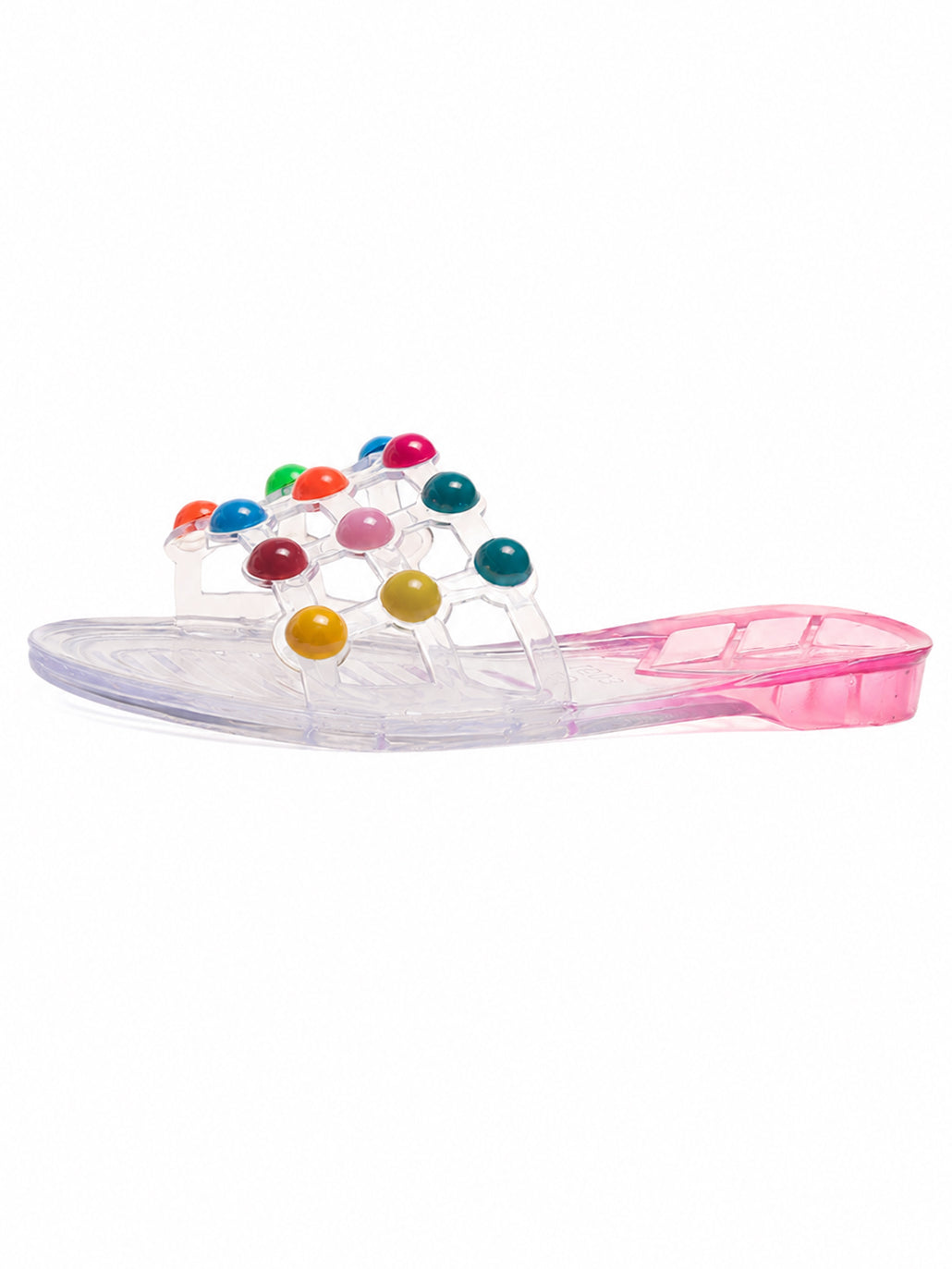 Color Pop Jelly Slide Sandals – Transparent PVC Beaded Summer Slippers