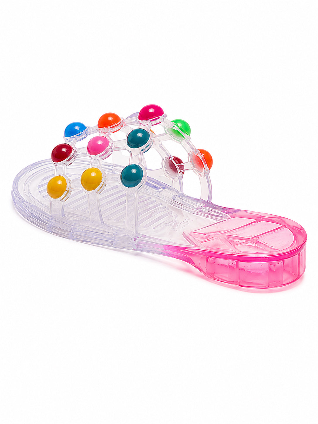 Color Pop Jelly Slide Sandals – Transparent PVC Beaded Summer Slippers