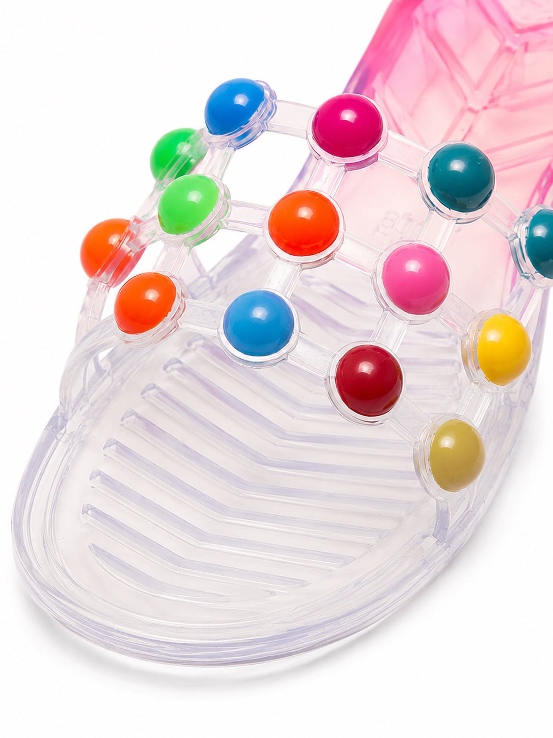 Color Pop Jelly Slide Sandals – Transparent PVC Beaded Summer Slippers