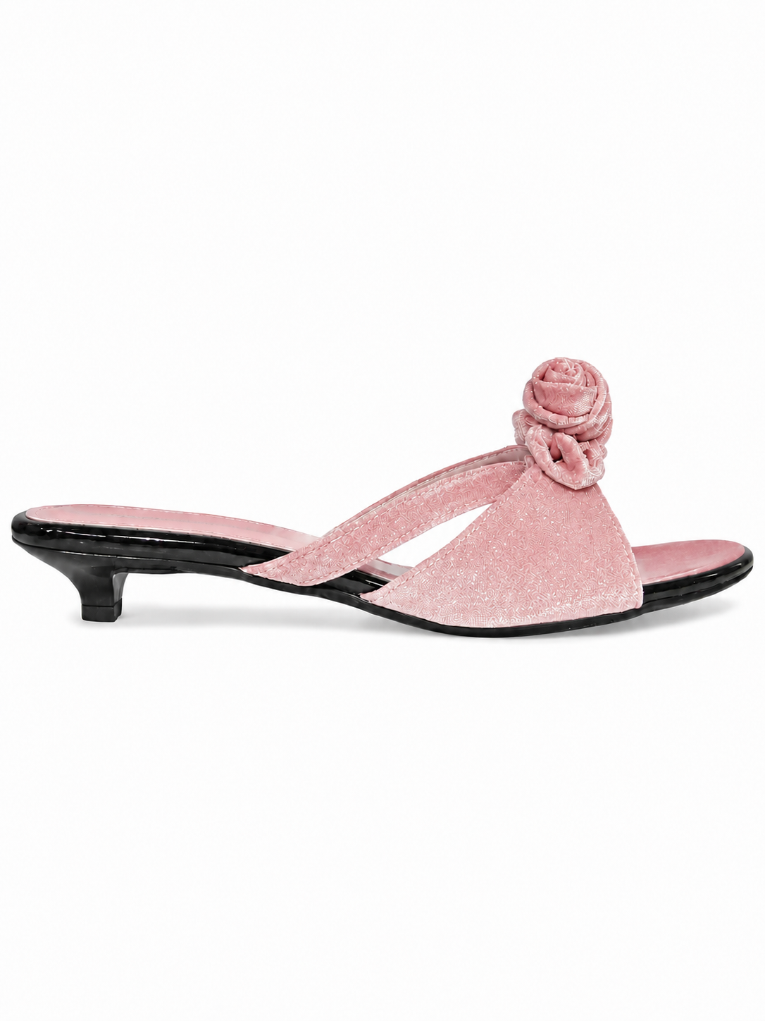 Vintage Satin Rose Cap Toe Mule Flats for Women – French Style Slip On Dress Shoes