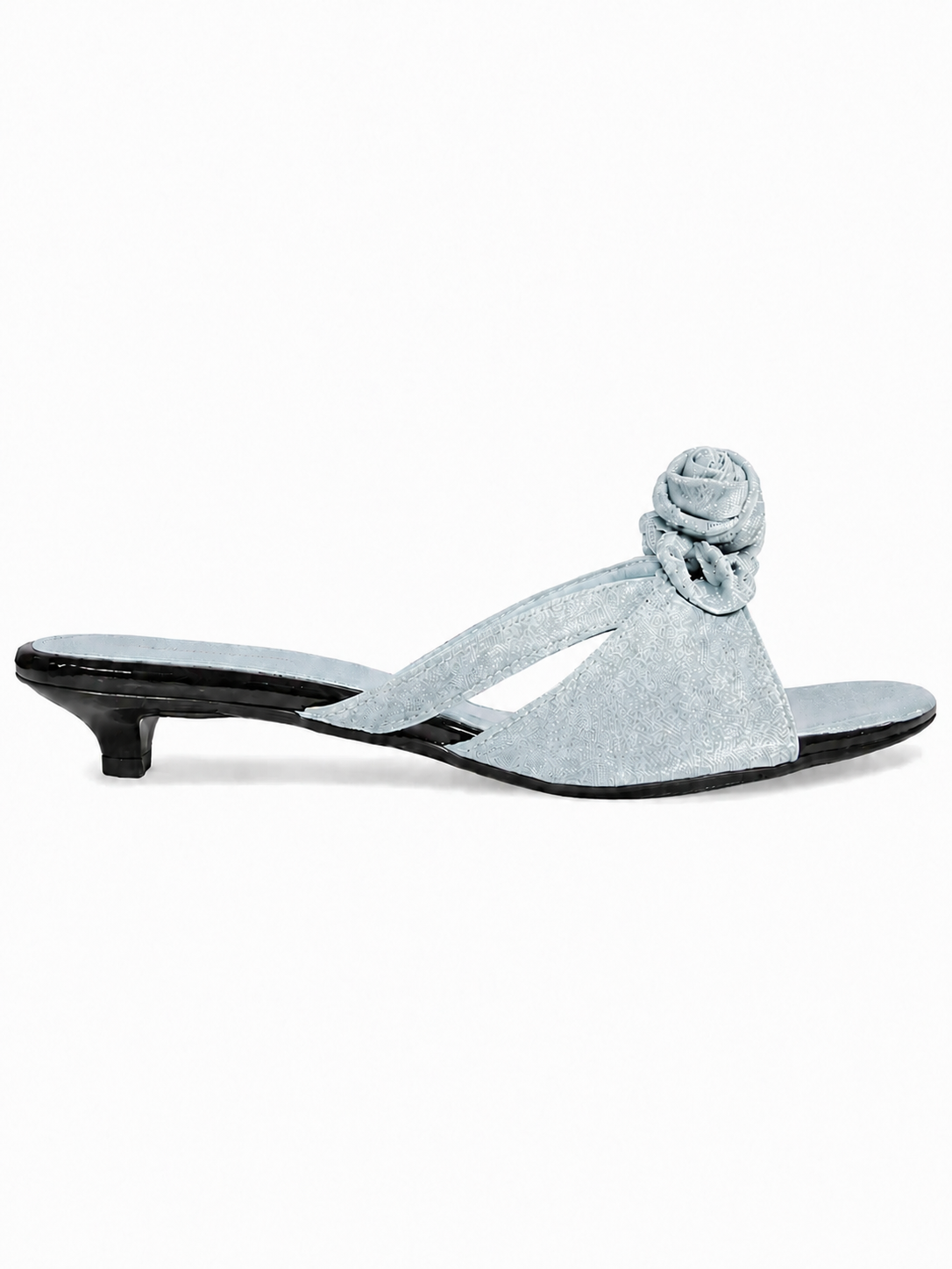 Vintage Satin Rose Cap Toe Mule Flats for Women – French Style Slip On Dress Shoes
