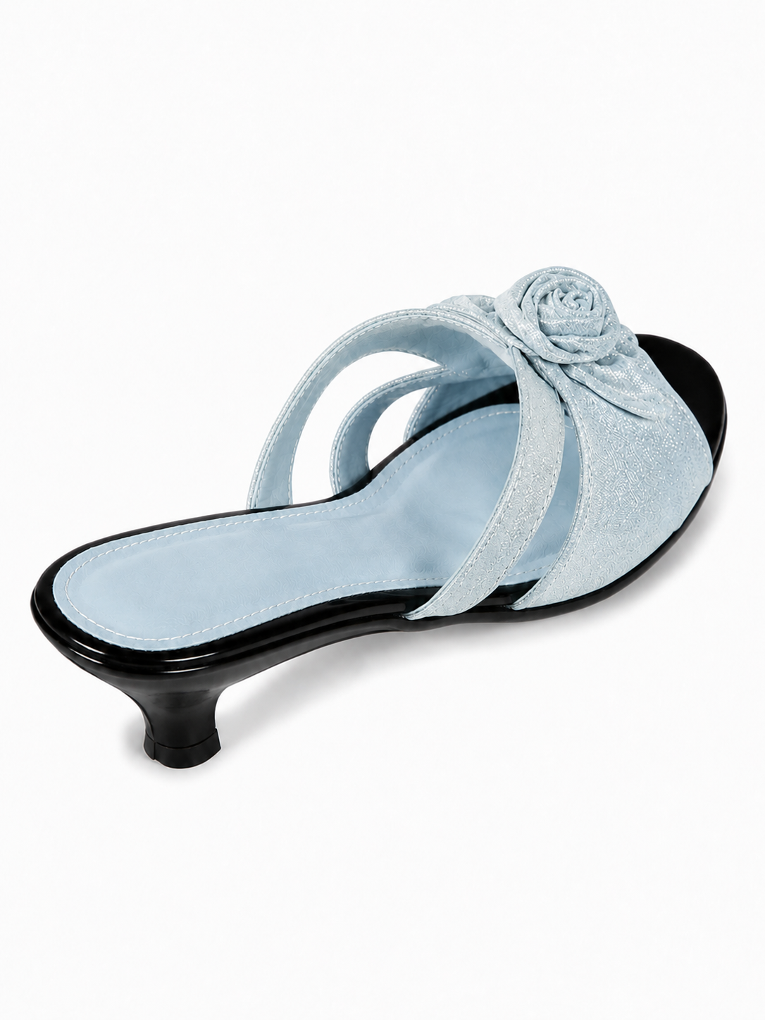 Vintage Satin Rose Cap Toe Mule Flats for Women – French Style Slip On Dress Shoes