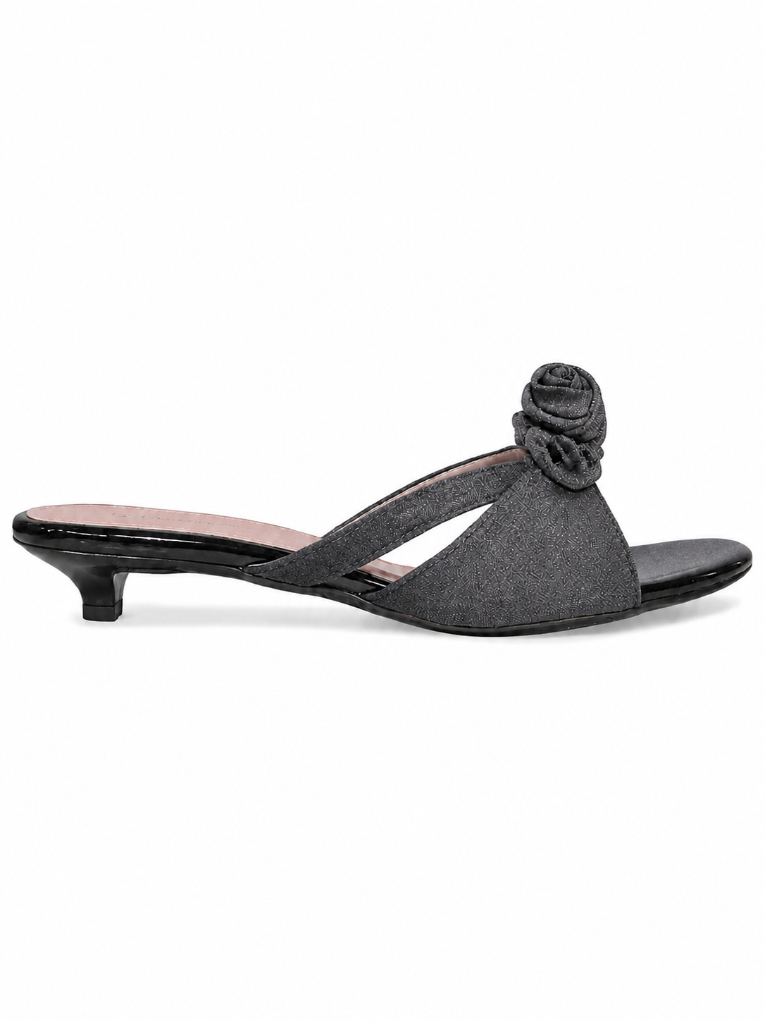 Vintage Satin Rose Cap Toe Mule Flats for Women – French Style Slip On Dress Shoes