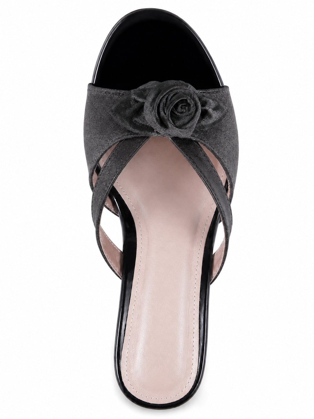 Vintage Satin Rose Cap Toe Mule Flats for Women – French Style Slip On Dress Shoes