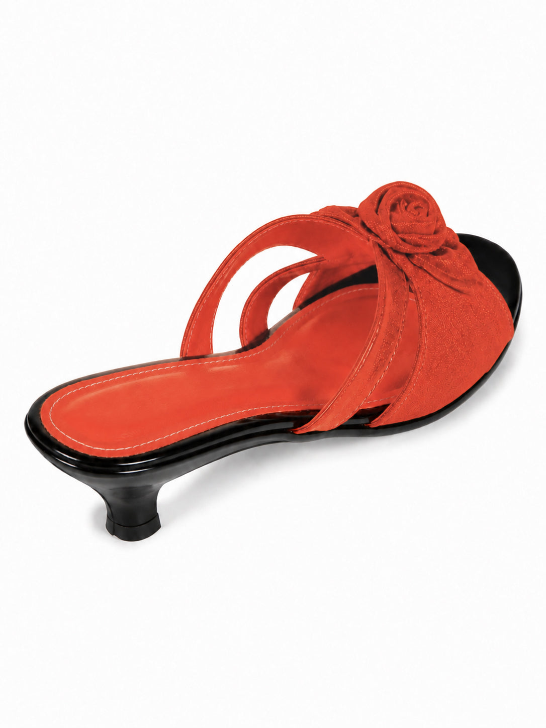 Vintage Satin Rose Cap Toe Mule Flats for Women – French Style Slip On Dress Shoes