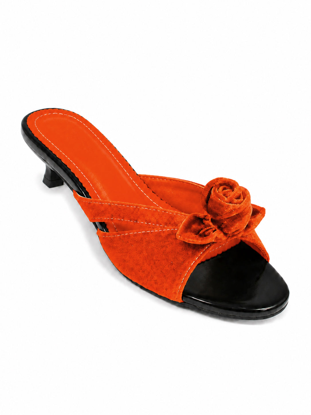 Vintage Satin Rose Cap Toe Mule Flats for Women – French Style Slip On Dress Shoes