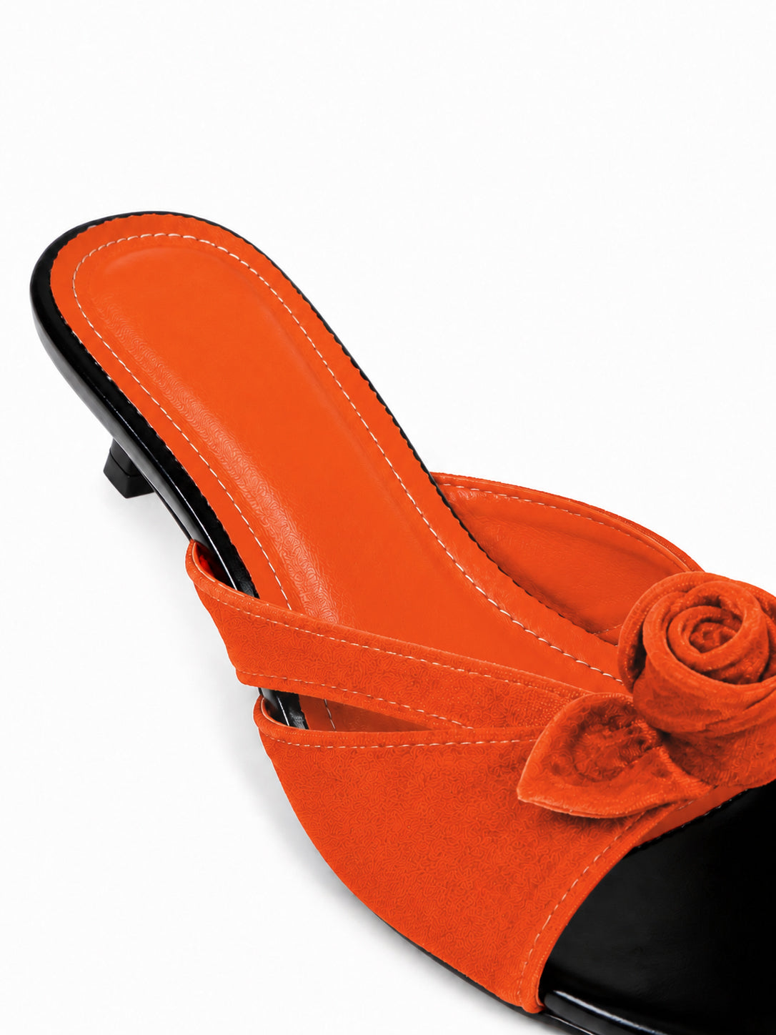 Vintage Satin Rose Cap Toe Mule Flats for Women – French Style Slip On Dress Shoes