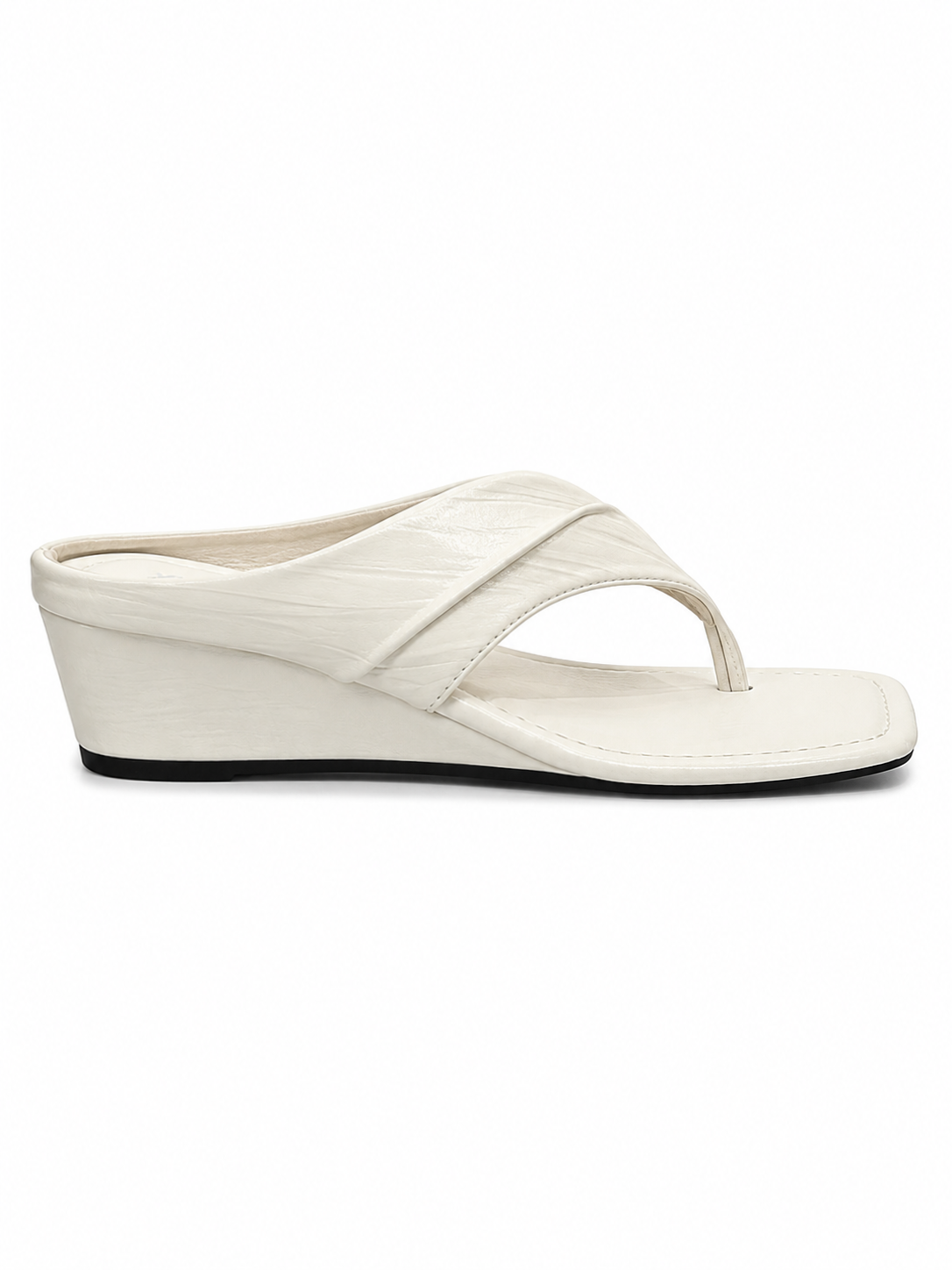 Women’s Wedge Thong Sandals – Square Toe Crisscross Slide Sandals