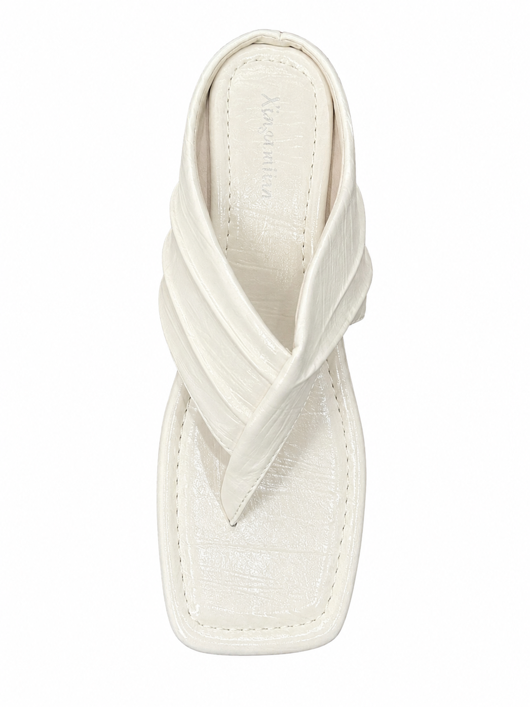 Women’s Wedge Thong Sandals – Square Toe Crisscross Slide Sandals
