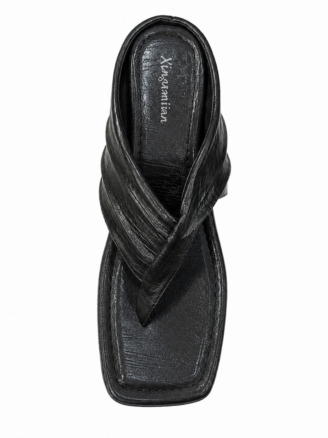 Women’s Wedge Thong Sandals – Square Toe Crisscross Slide Sandals