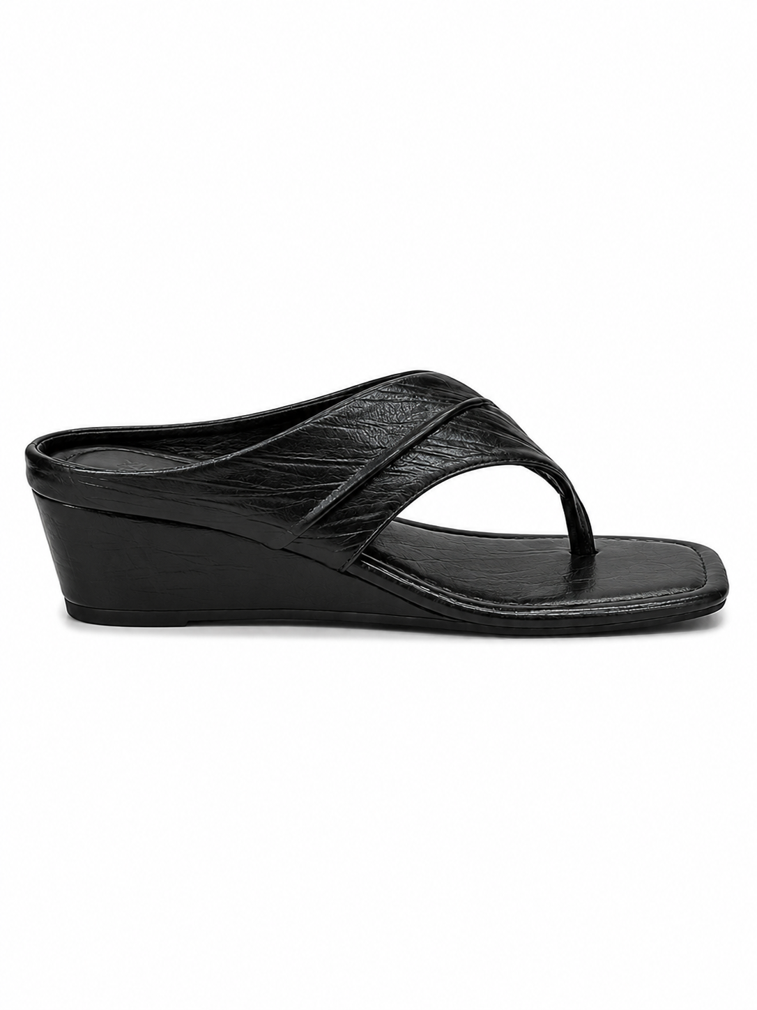 Women’s Wedge Thong Sandals – Square Toe Crisscross Slide Sandals