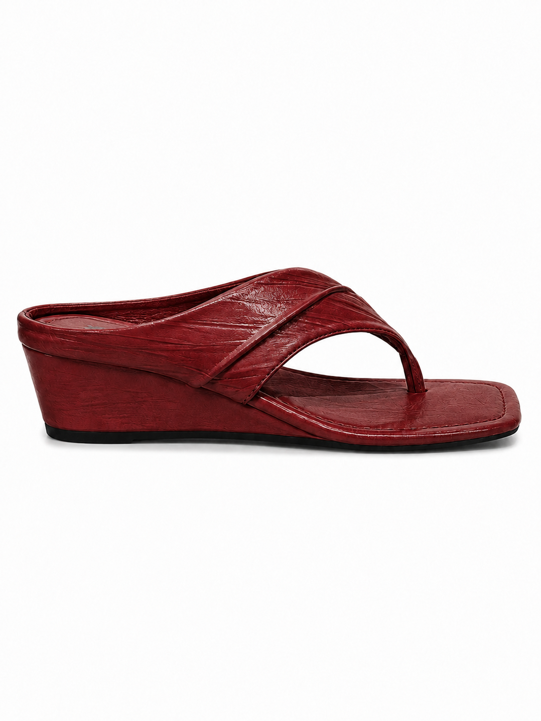 Women’s Wedge Thong Sandals – Square Toe Crisscross Slide Sandals