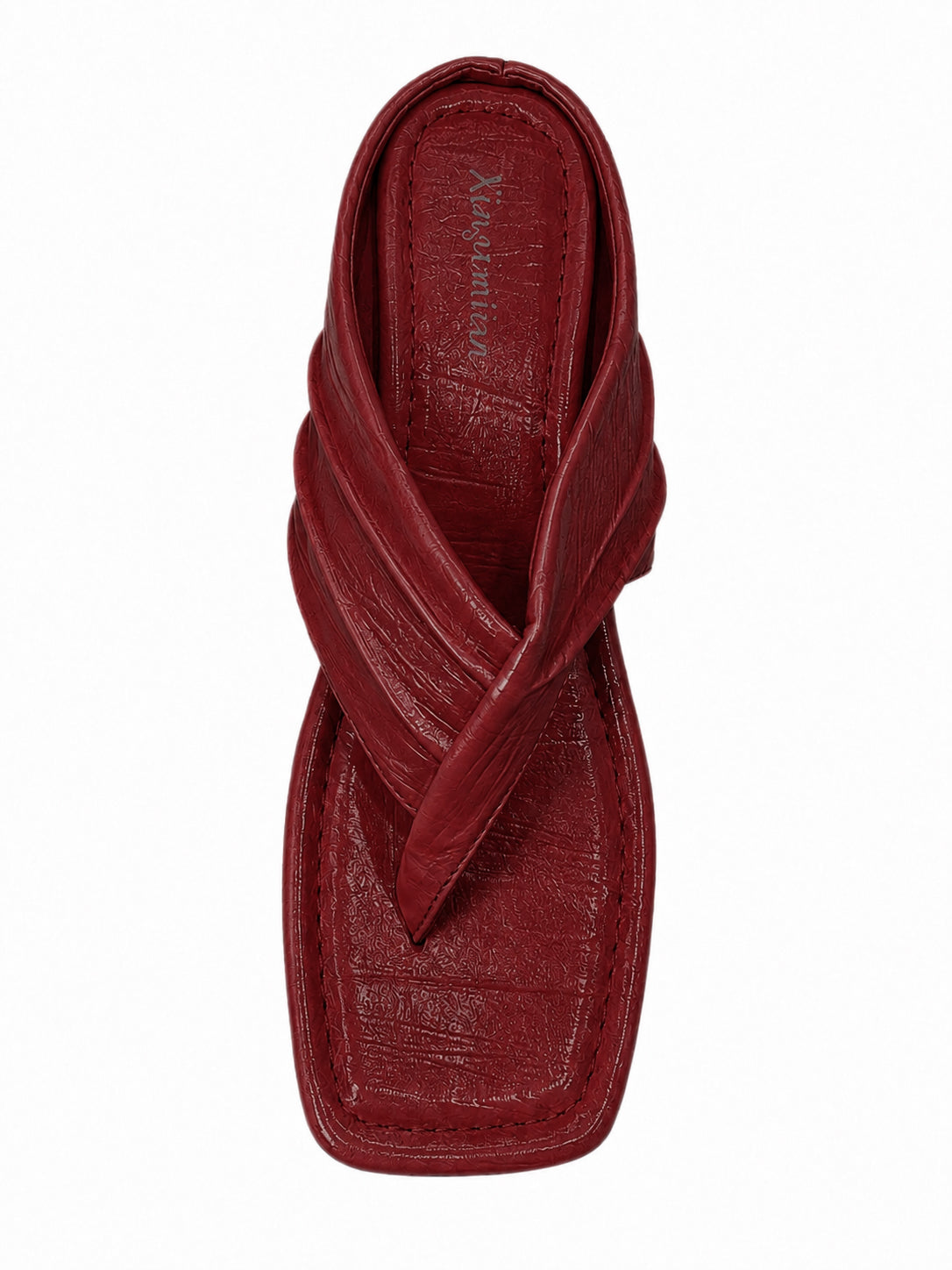 Women’s Wedge Thong Sandals – Square Toe Crisscross Slide Sandals