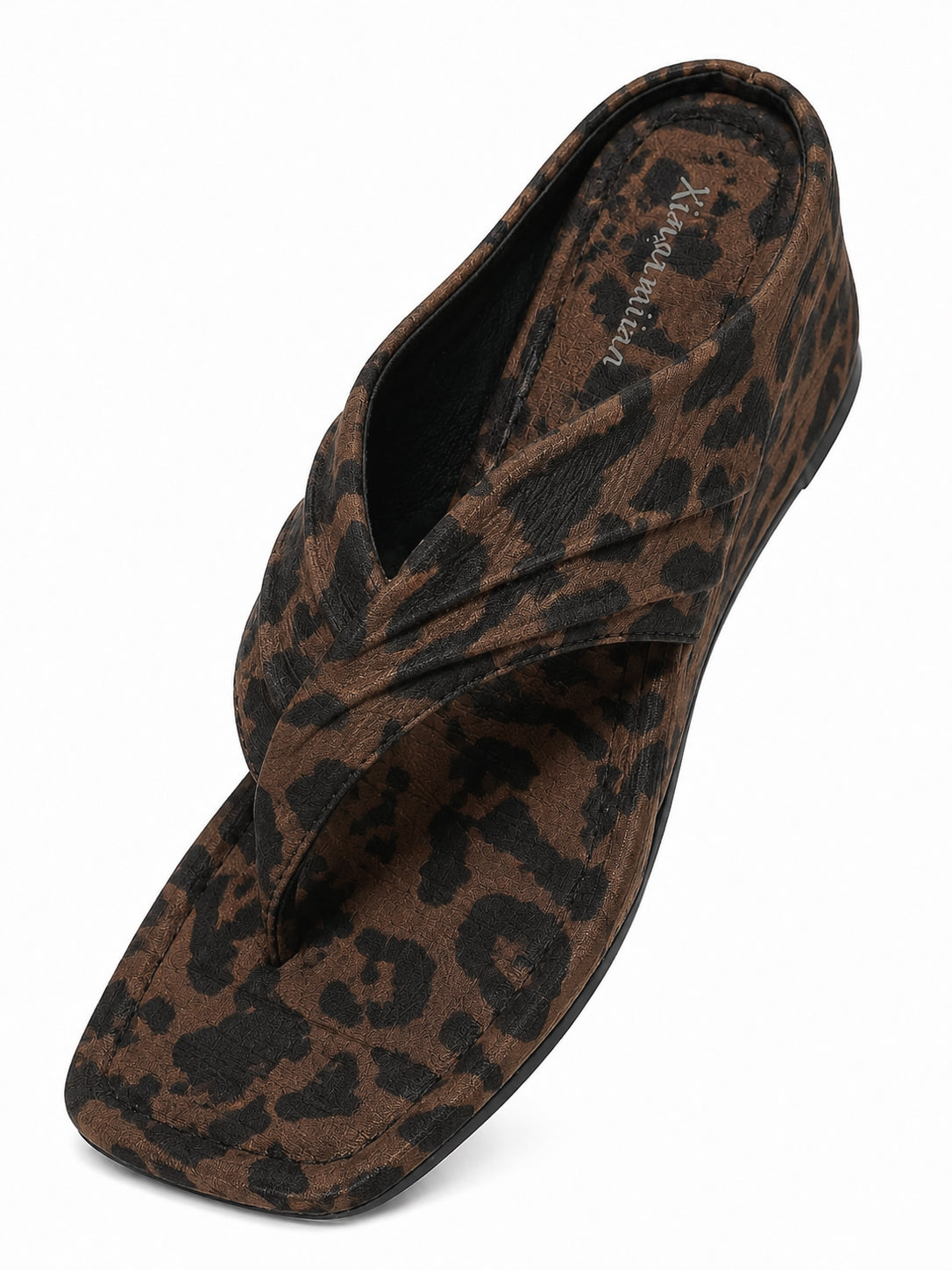 Women’s Wedge Thong Sandals – Square Toe Crisscross Slide Sandals