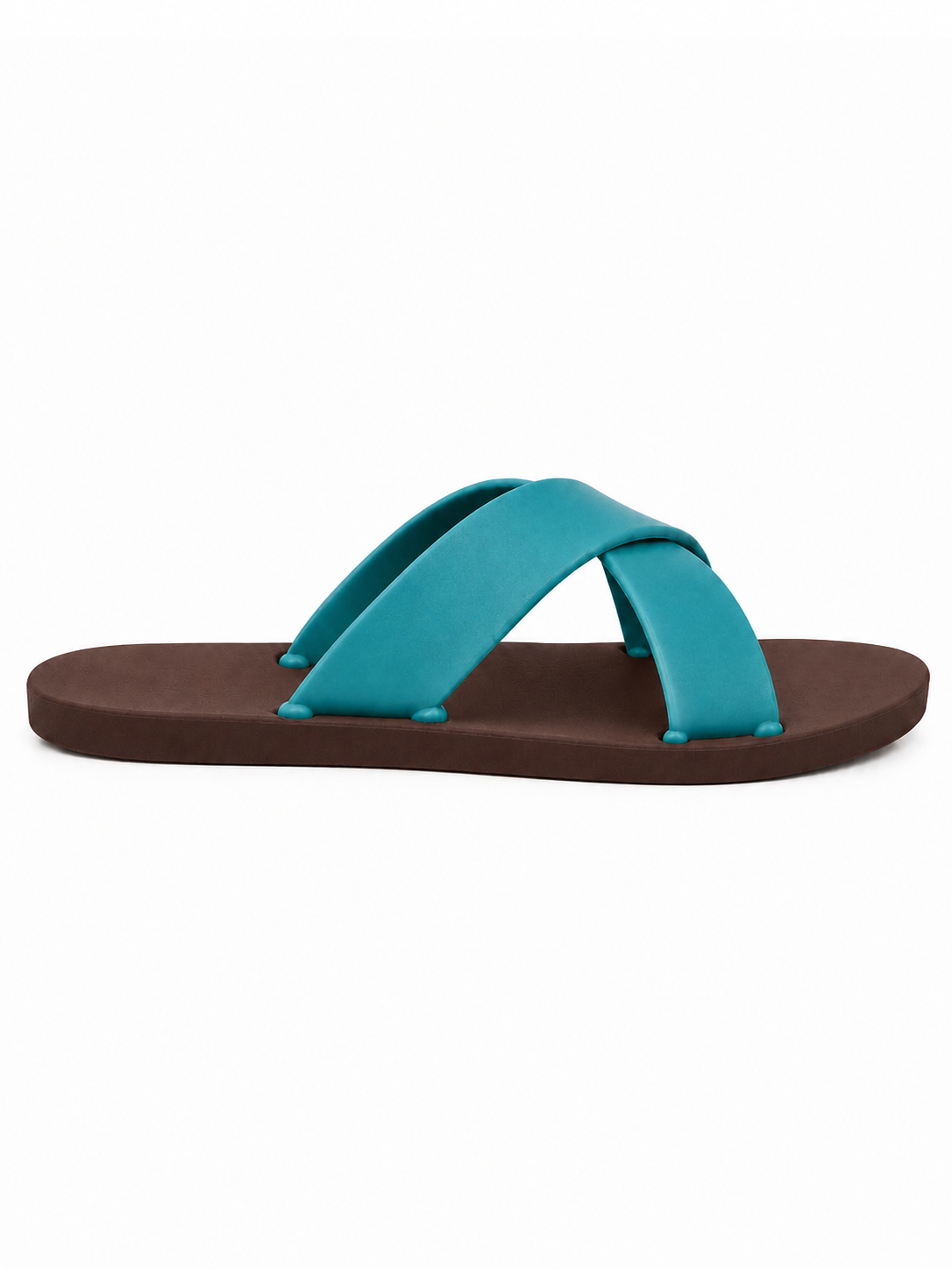 Women’s Criss Cross Rubber Slide Sandals – 100% Solid Rubber Flat Slides