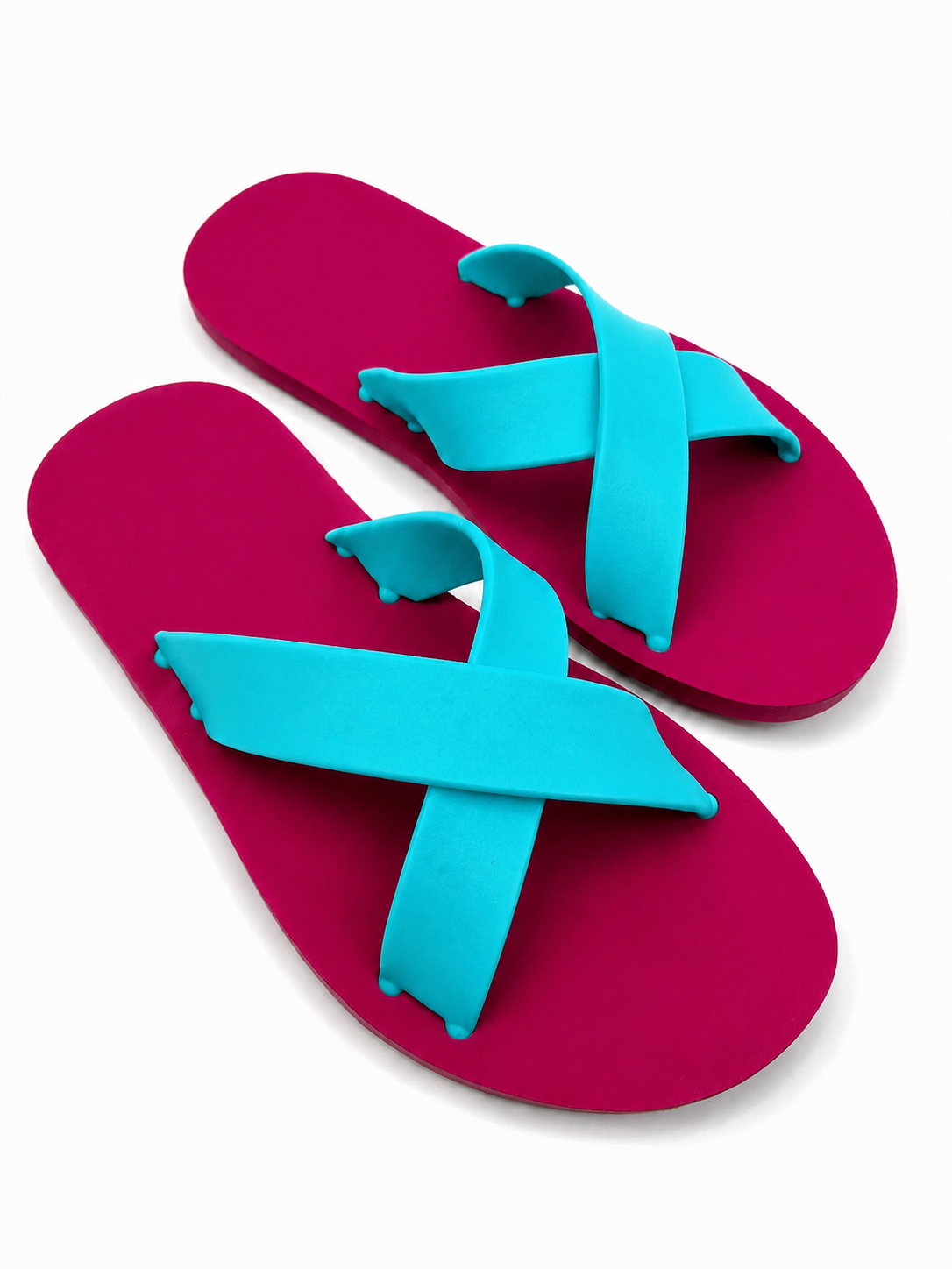 Women’s Criss Cross Rubber Slide Sandals – 100% Solid Rubber Flat Slides