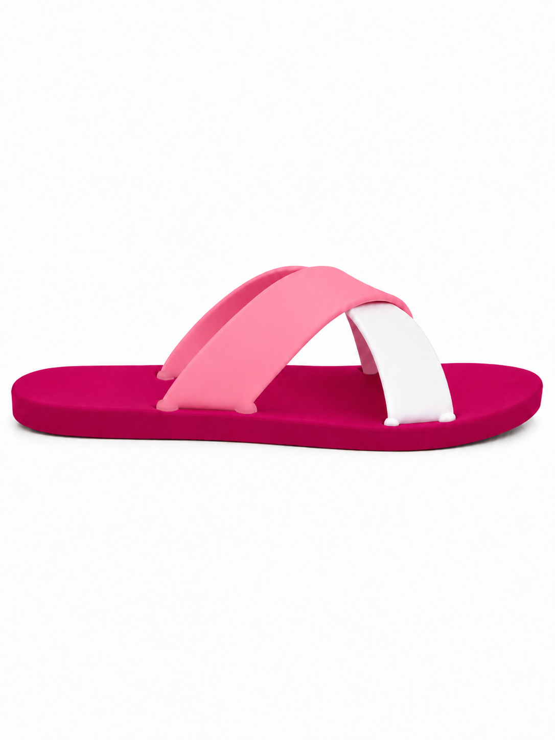 Women’s Criss Cross Rubber Slide Sandals – 100% Solid Rubber Flat Slides