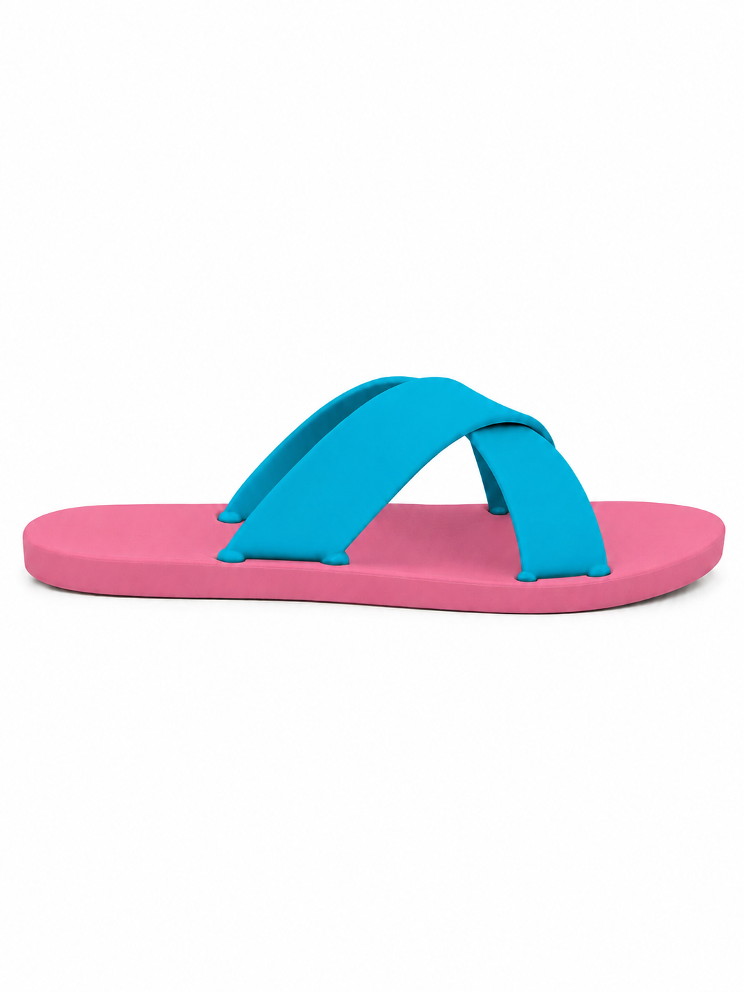 Women’s Criss Cross Rubber Slide Sandals – 100% Solid Rubber Flat Slides