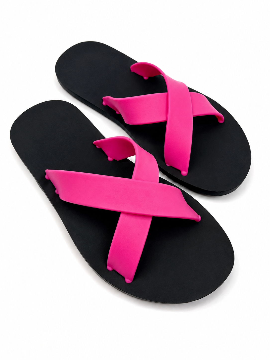 Women’s Criss Cross Rubber Slide Sandals – 100% Solid Rubber Flat Slides