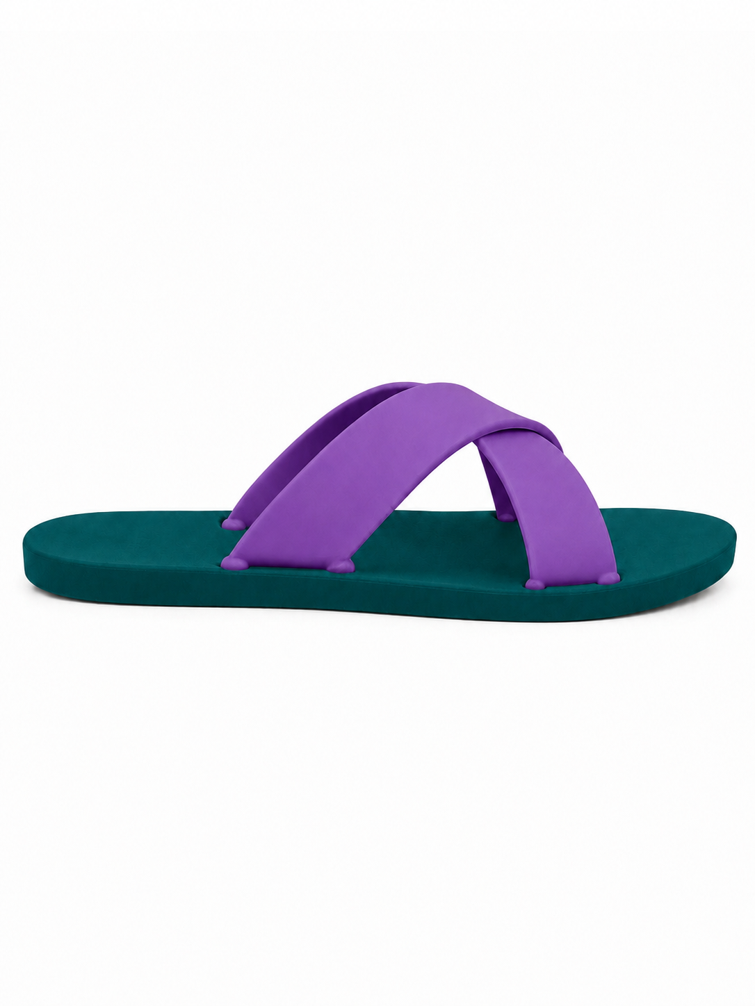 Women’s Criss Cross Rubber Slide Sandals – 100% Solid Rubber Flat Slides