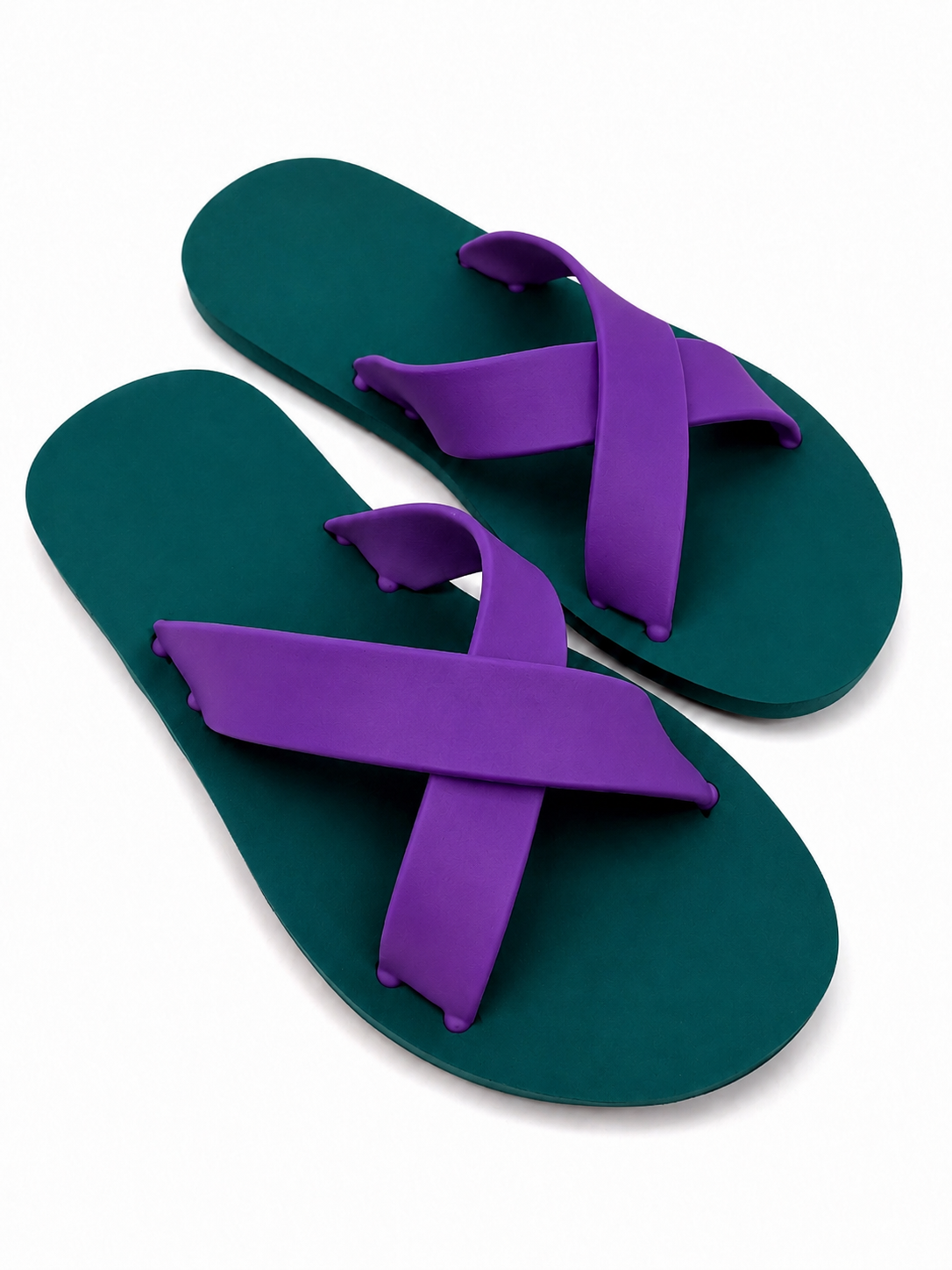 Women’s Criss Cross Rubber Slide Sandals – 100% Solid Rubber Flat Slides