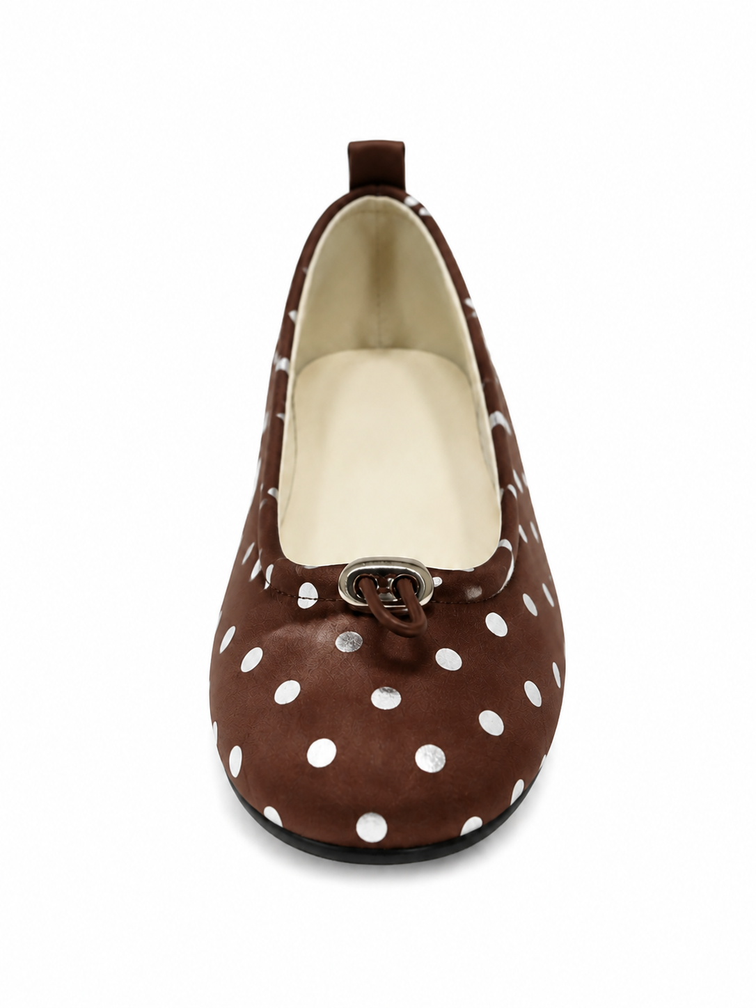 Polka Dot Ballet Flats for Women with Pig Nose Buckle – Retro Round Toe Slip-On Shoes