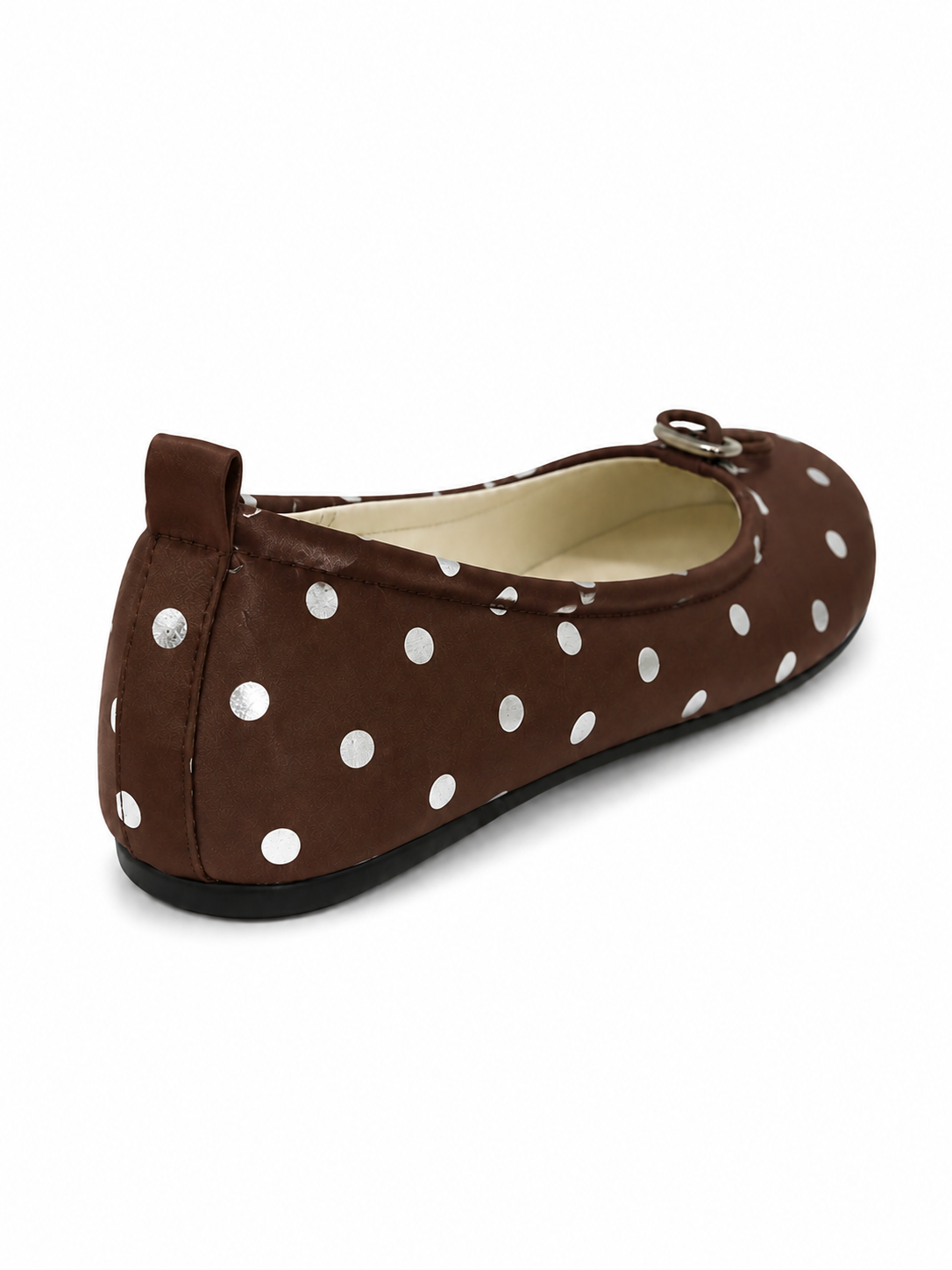 Polka Dot Ballet Flats for Women with Pig Nose Buckle – Retro Round Toe Slip-On Shoes