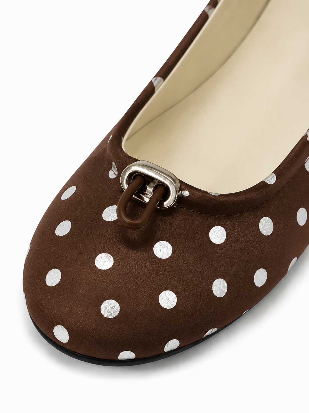 Polka Dot Ballet Flats for Women with Pig Nose Buckle – Retro Round Toe Slip-On Shoes
