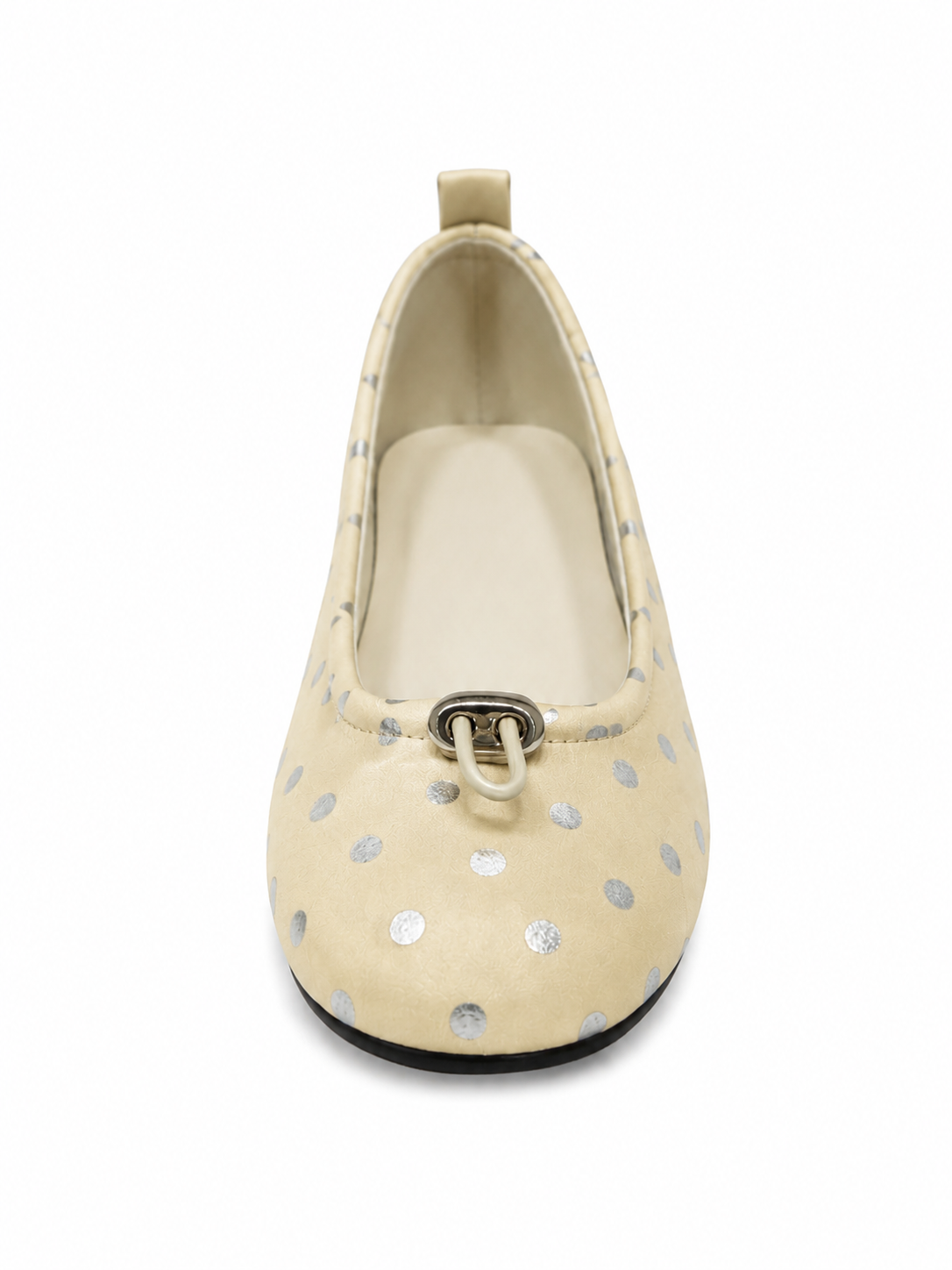 Polka Dot Ballet Flats for Women with Pig Nose Buckle – Retro Round Toe Slip-On Shoes