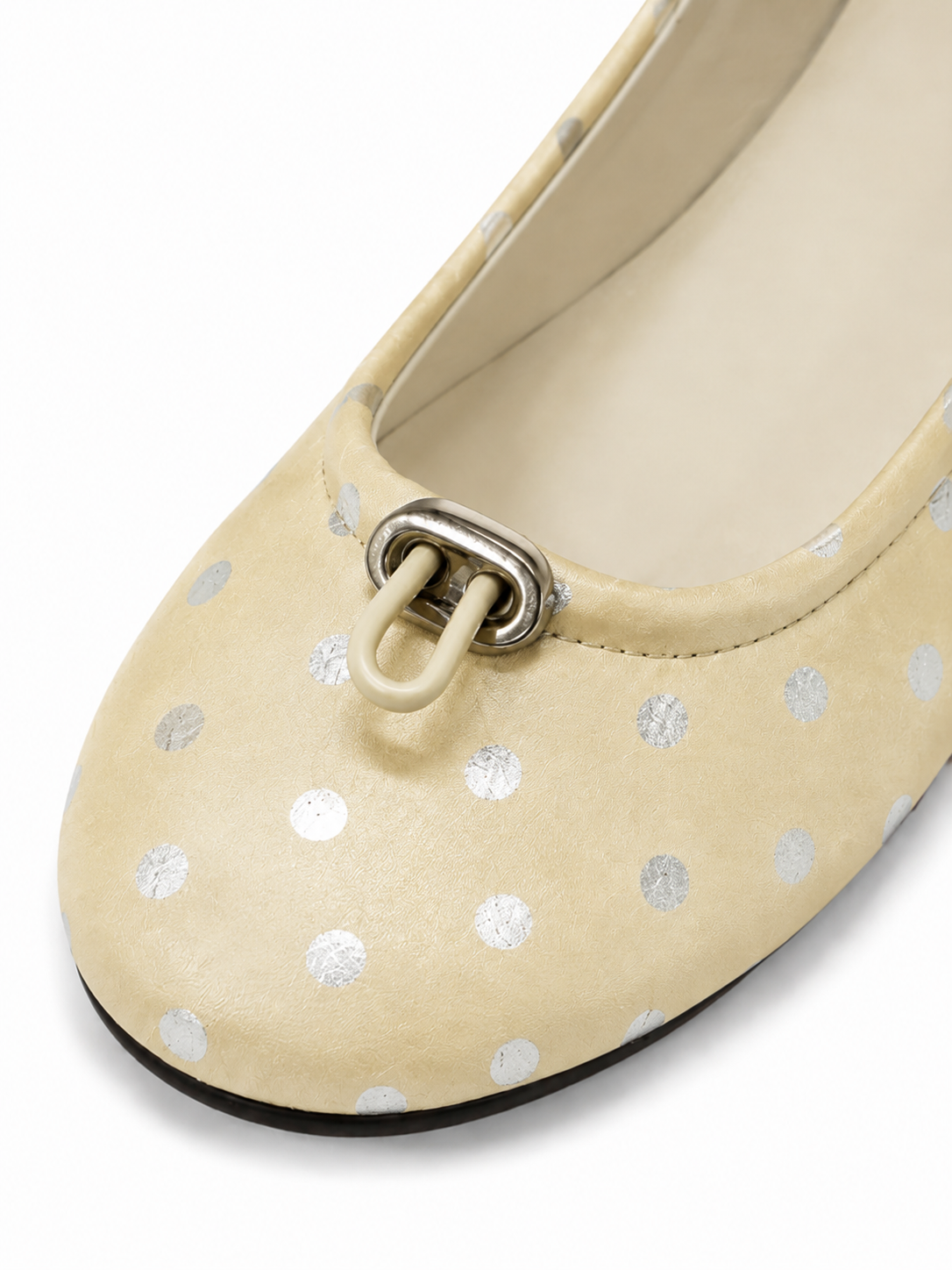 Polka Dot Ballet Flats for Women with Pig Nose Buckle – Retro Round Toe Slip-On Shoes