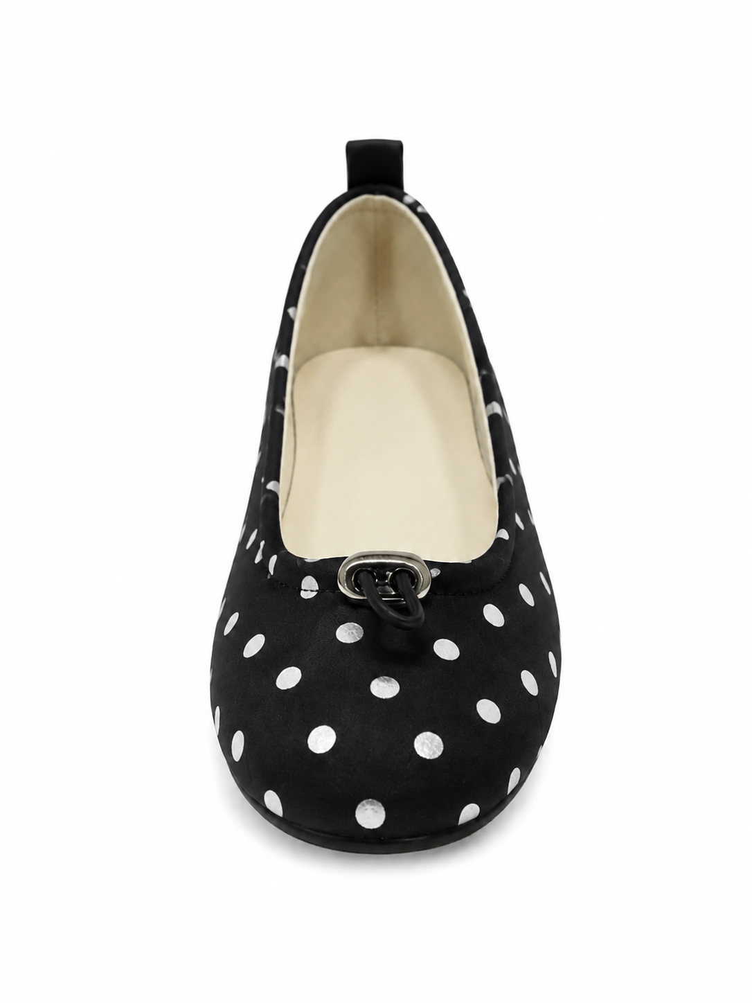 Polka Dot Ballet Flats for Women with Pig Nose Buckle – Retro Round Toe Slip-On Shoes