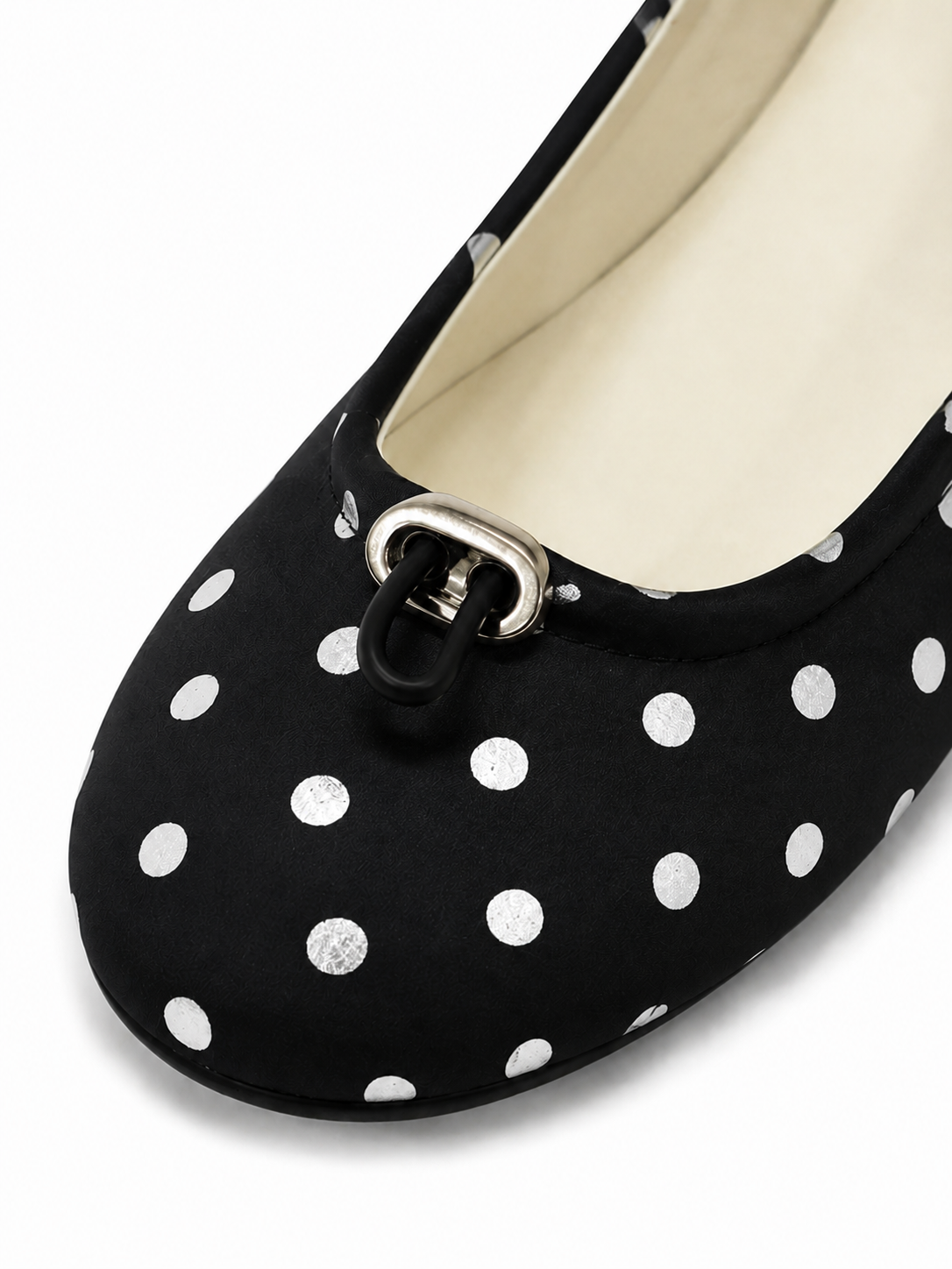 Polka Dot Ballet Flats for Women with Pig Nose Buckle – Retro Round Toe Slip-On Shoes
