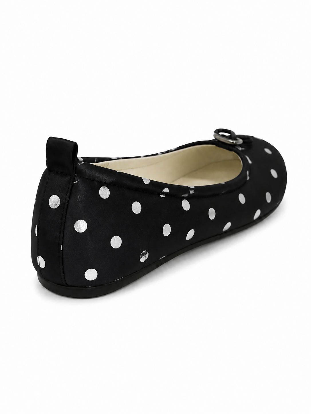 Polka Dot Ballet Flats for Women with Pig Nose Buckle – Retro Round Toe Slip-On Shoes